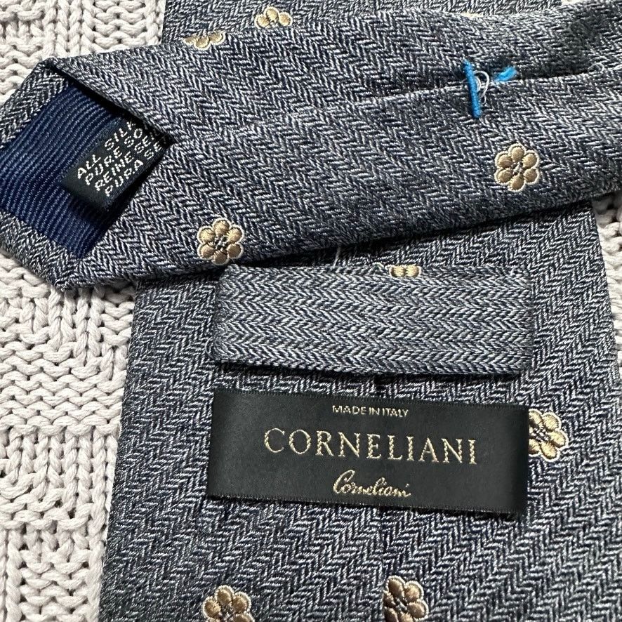 Corneliani Corneliani gray floral motif silk tie Size ONE SIZE - 3 Thumbnail