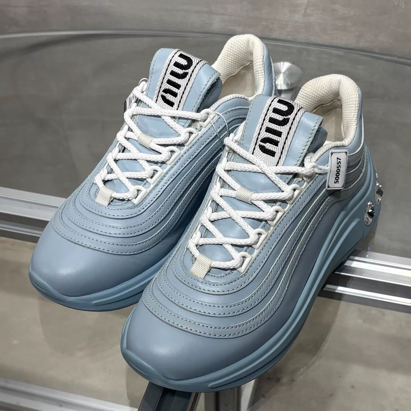 Miu Miu MIU MIU Blue Crystal Sneaker 35.5 YH5000557 New in Box Size US 4.5 / IT 34.5 - 2 Thumbnail