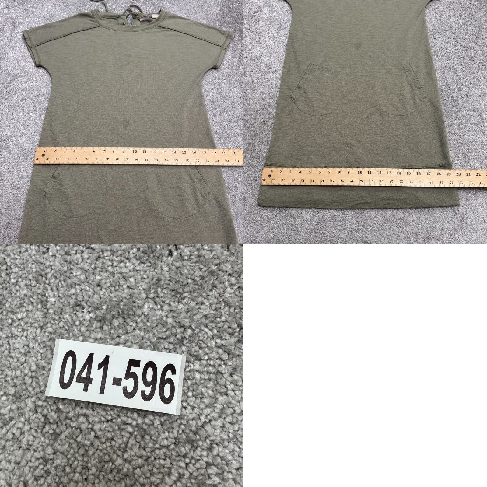 Vintage Chico's Zenergy Lace Up Back T-Shirt Dress Womens Olive Green Short Sleeve Midi Knit Cotton Blend Pockets Slim Fit Casual Travel 0? Size M / US 6-8 / IT 42-44 - 9 Thumbnail