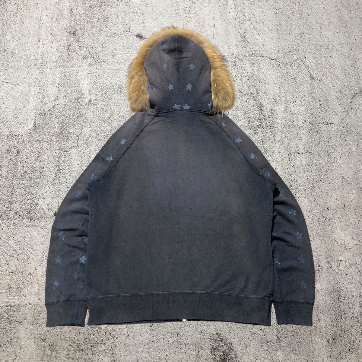 Japanese Brand Vintage Trashed Xlarge Stars Logo Fur Ziphoodie Y2k Black Size US XL / EU 56 / 4 - 9 Thumbnail