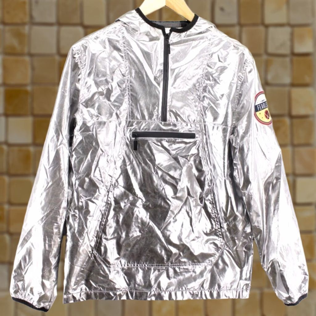 Vintage BKYS Glitz Foil Windbreaker Jacket Silver Metallic Sz S NWT Women Windbreaker Zip Hoodie Size S / US 4 / IT 40 - 1 Thumbnail