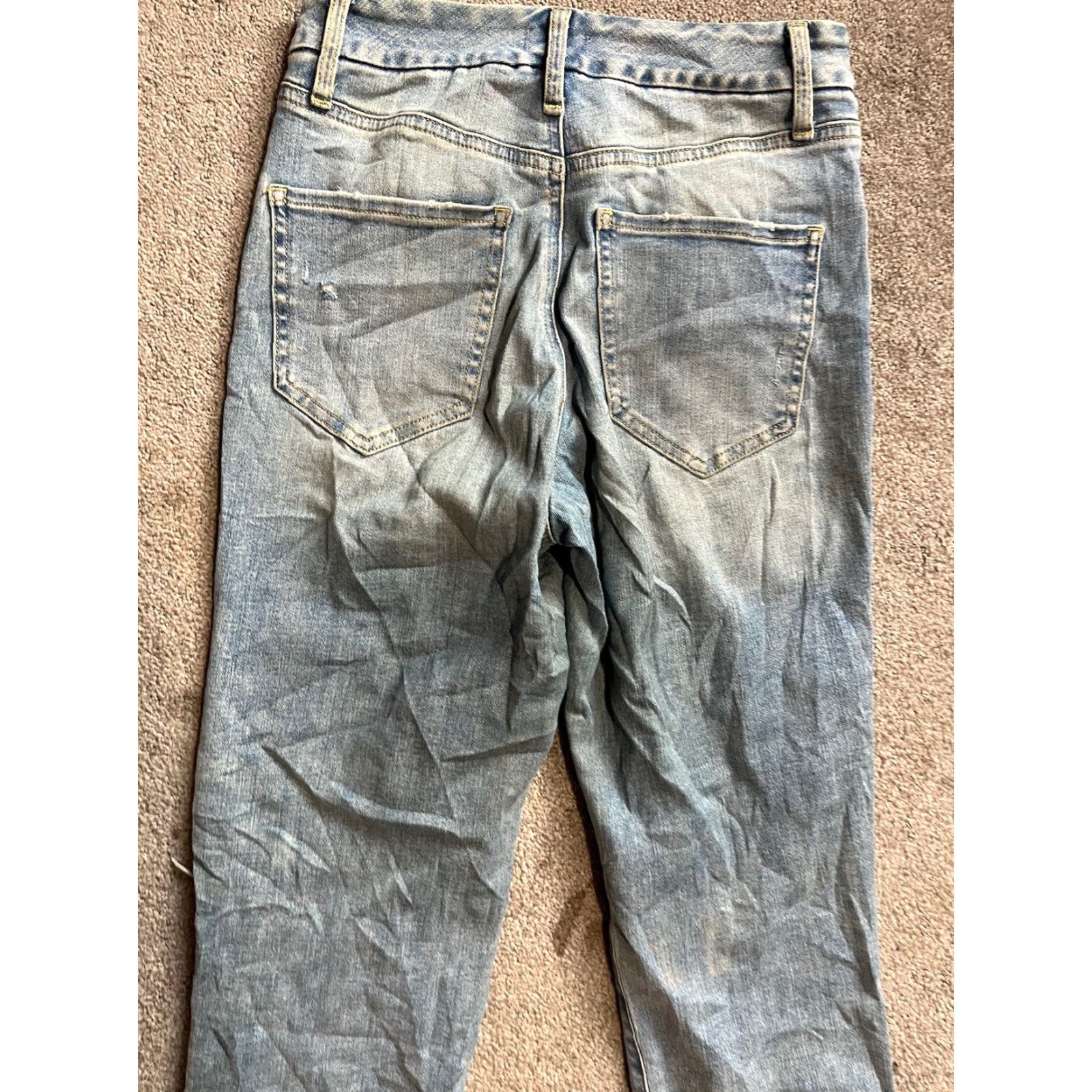 Express Express Jeans Women's Small Straight Ankle High Rise Blue Denim S 0 2 4 Distress Size 28" / US 6 / IT 42 - 4 Thumbnail
