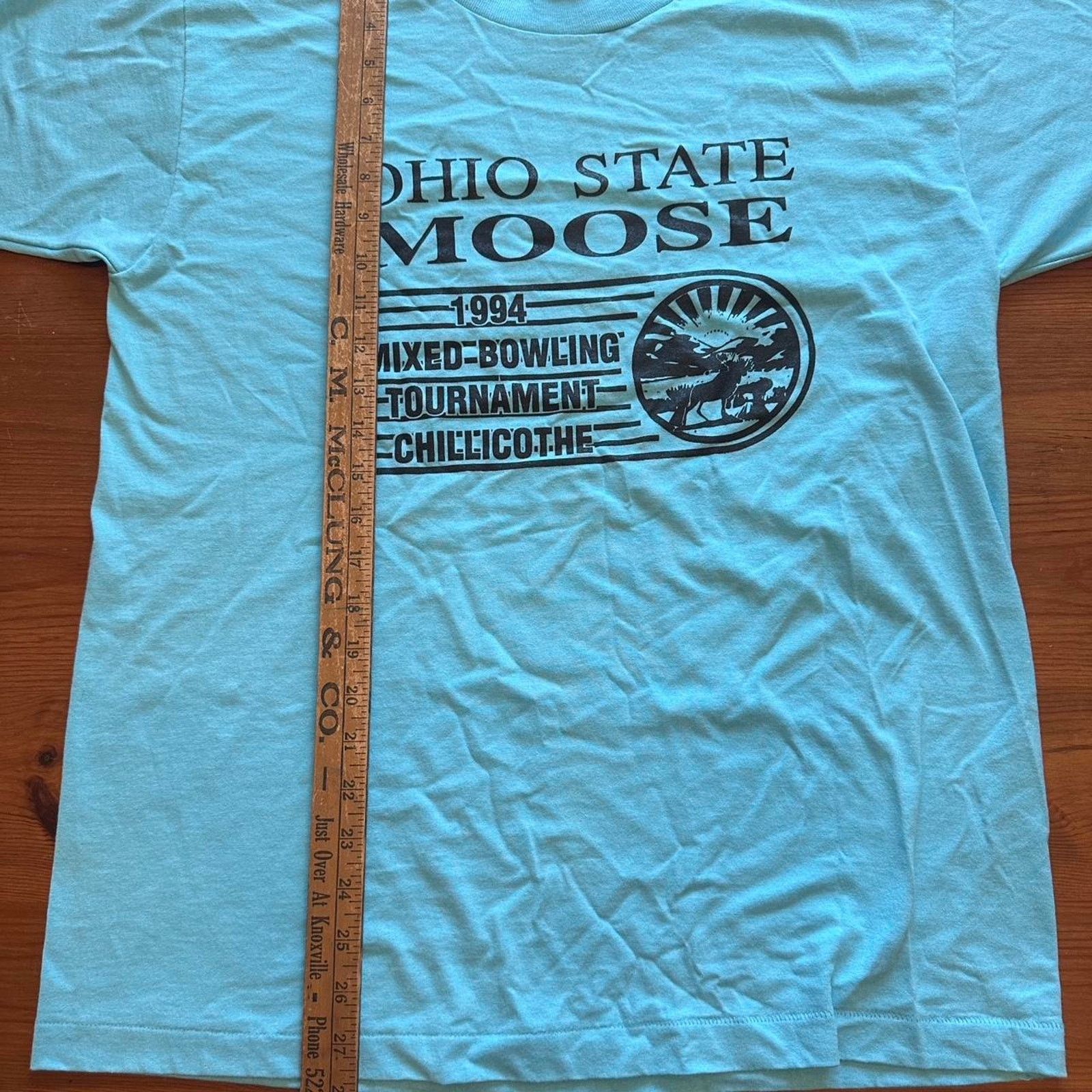 Fruit Of The Loom Vintage L single stitch Moose Lodge Bowling Ohio T Shirt Size US L / EU 52-54 / 3 - 5 Thumbnail