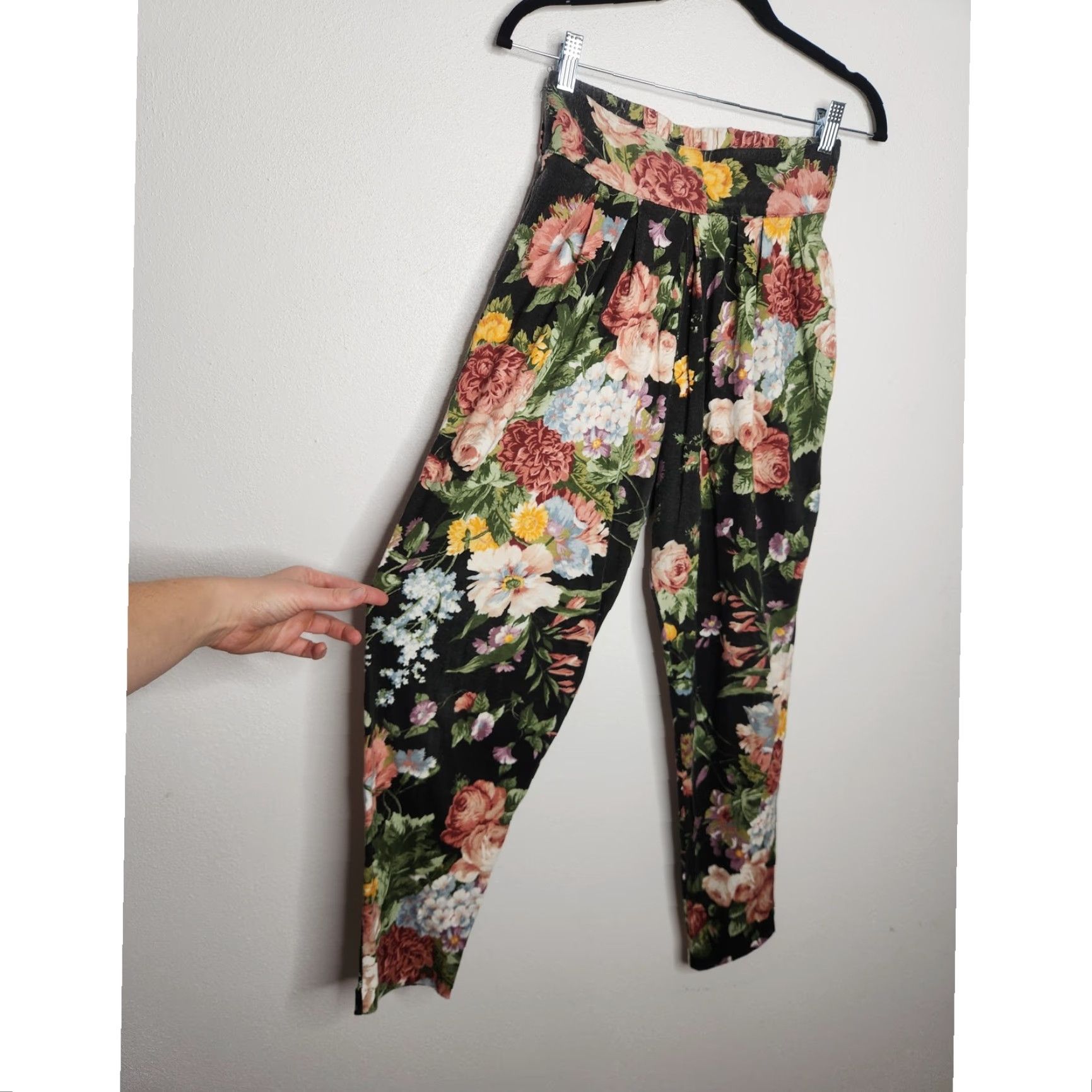 Vintage VINTAGE Floral Stretch Elastic Pants Bottoms 80s Multi D'Knits Women M Pants Boyfriend? Size 32" / US 10 / IT 46 - 3 Thumbnail