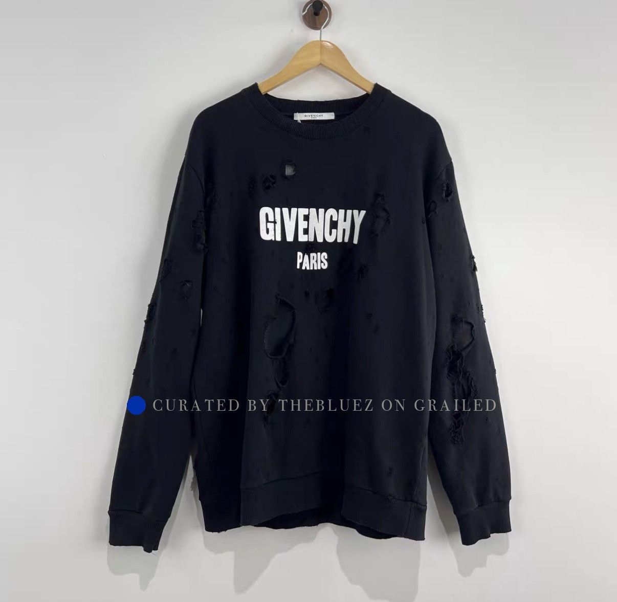 Givenchy Ripped Black Sweatshirt in XL Size US XL / EU 56 / 4 - 1 Thumbnail