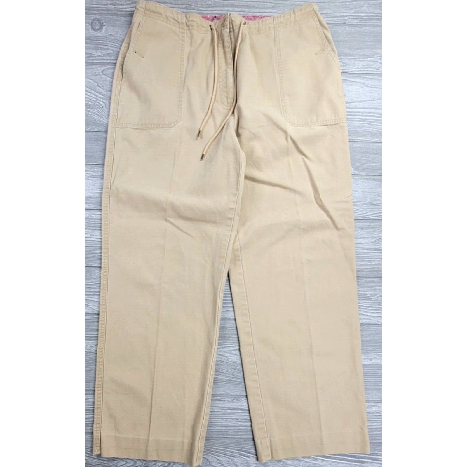 Ralph Lauren Lauren Ralph Lauren Women Pants 14 High Waist Drawstring Canvas Beige 34x28 Size 36" / US 14 / IT 50 - 4 Thumbnail