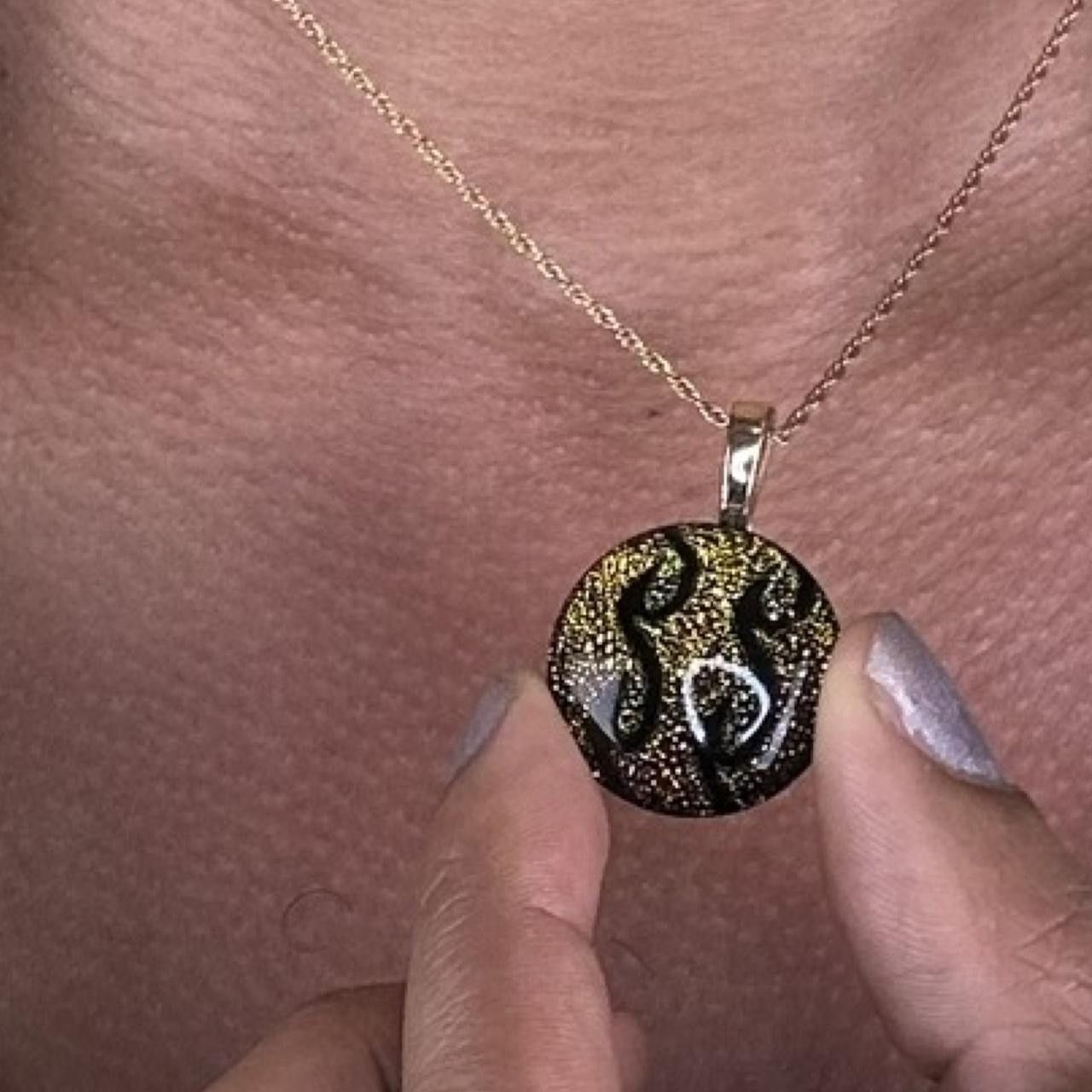 Jewelry Vintage Green Metallic Tattoo Gold Chain Necklace Size ONE SIZE - 2 Thumbnail