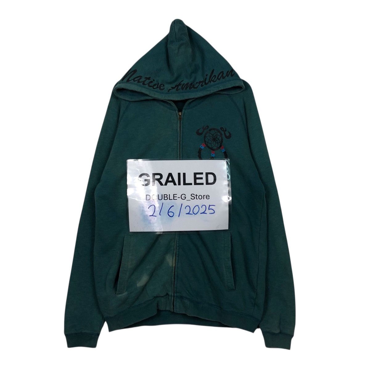 Japanese Brand Vintage LockHeaven Teal Zip Hoodie Embroidered Dreamcatcher Size US L / EU 52-54 / 3 - 1 Thumbnail