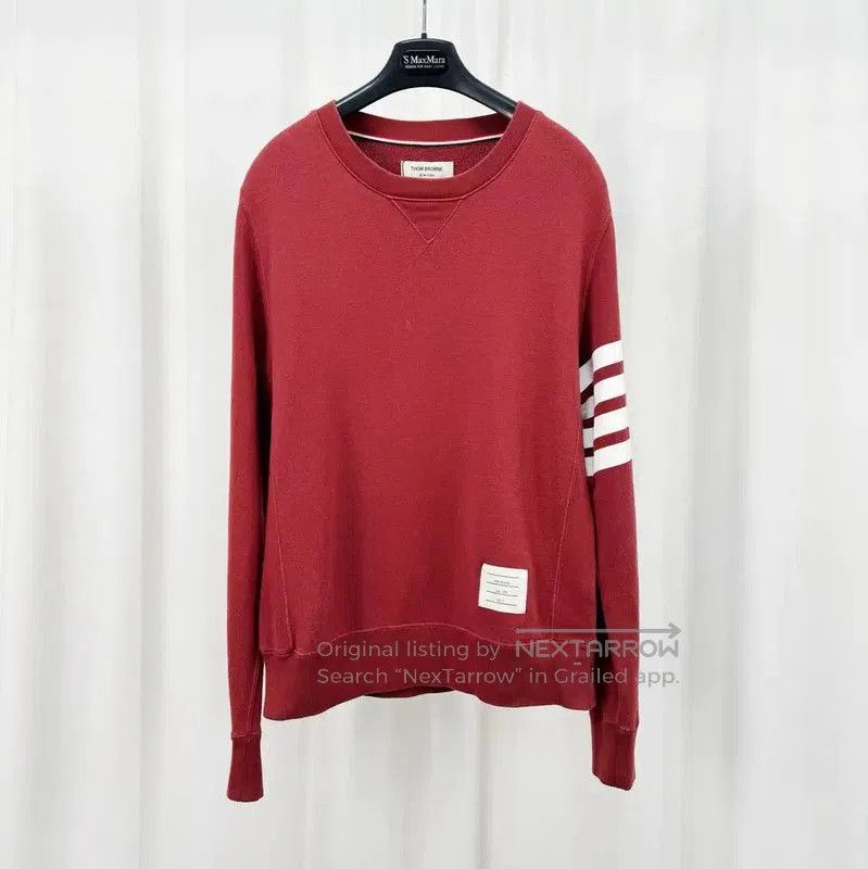 Thom Browne Thom Browne Burgundy Logo Long Sleeve Sweatshirt . Size US S / EU 44-46 / 1 - 1 Thumbnail