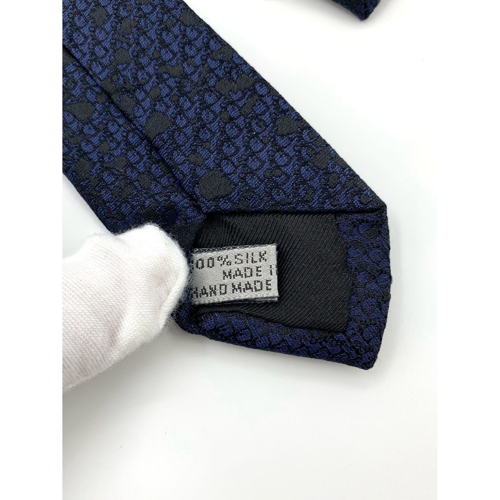 Dior Dior Navy Blue Patterned Silk Tie 153cm Size ONE SIZE - 8 Thumbnail