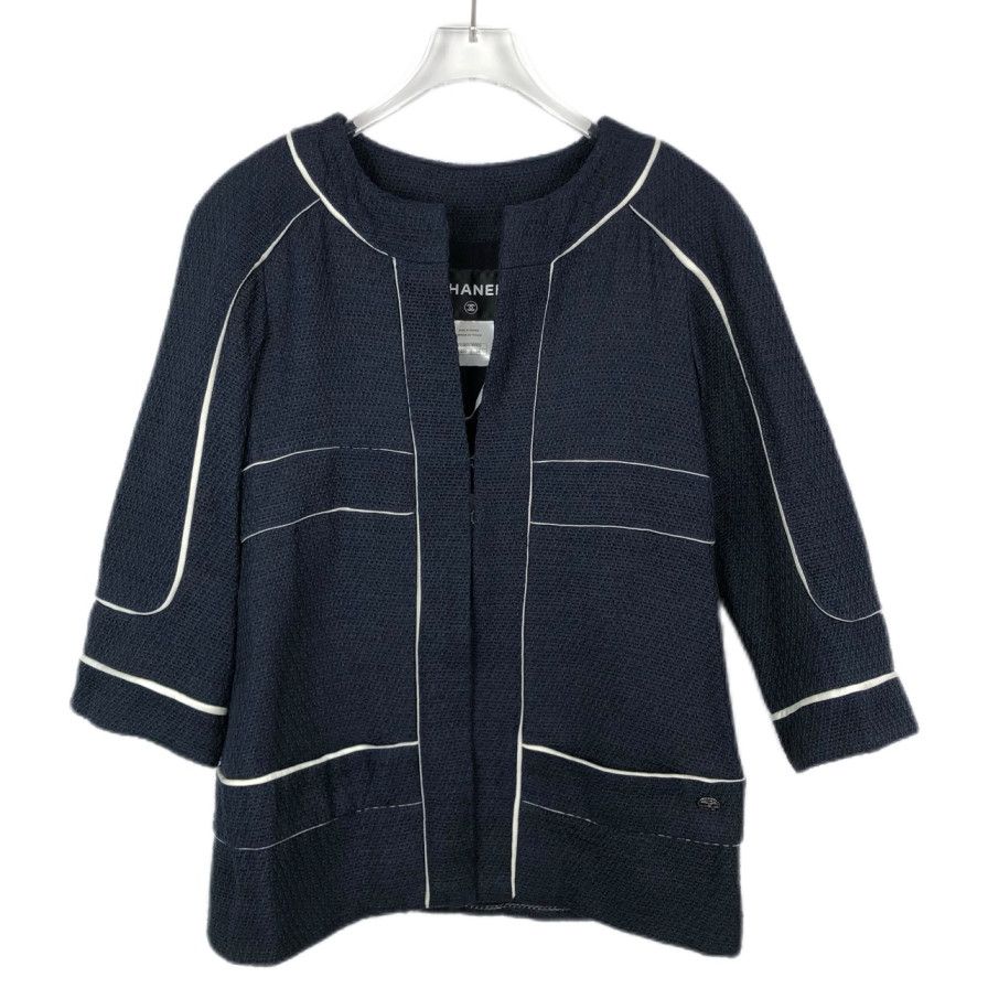 Chanel Chanel Line-Designed Round Neck Navy Blue Tweed Jacket Size XS / US 0-2 / IT 36-38 - 1 Thumbnail