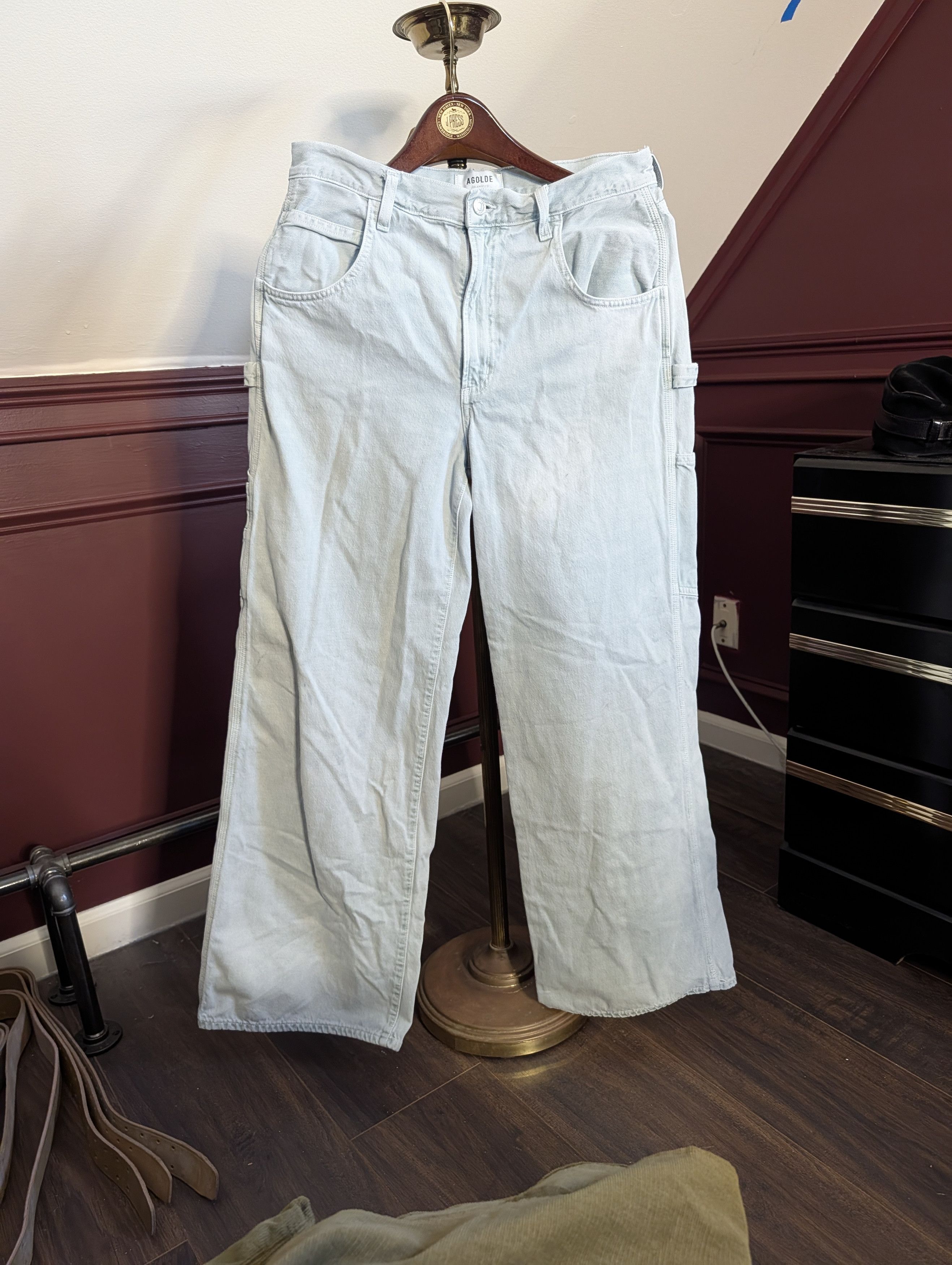Agolde Blue/seafoam MiUSA carpenters jeans org. Cotton wide leg Size US 29 - 1 Thumbnail