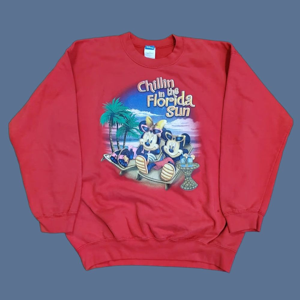 Disney Disney Sweatshirt Mens Large Red Graphic Mickey Minnie Beach Florida Cartoon Size US L / EU 52-54 / 3 - 1 Thumbnail