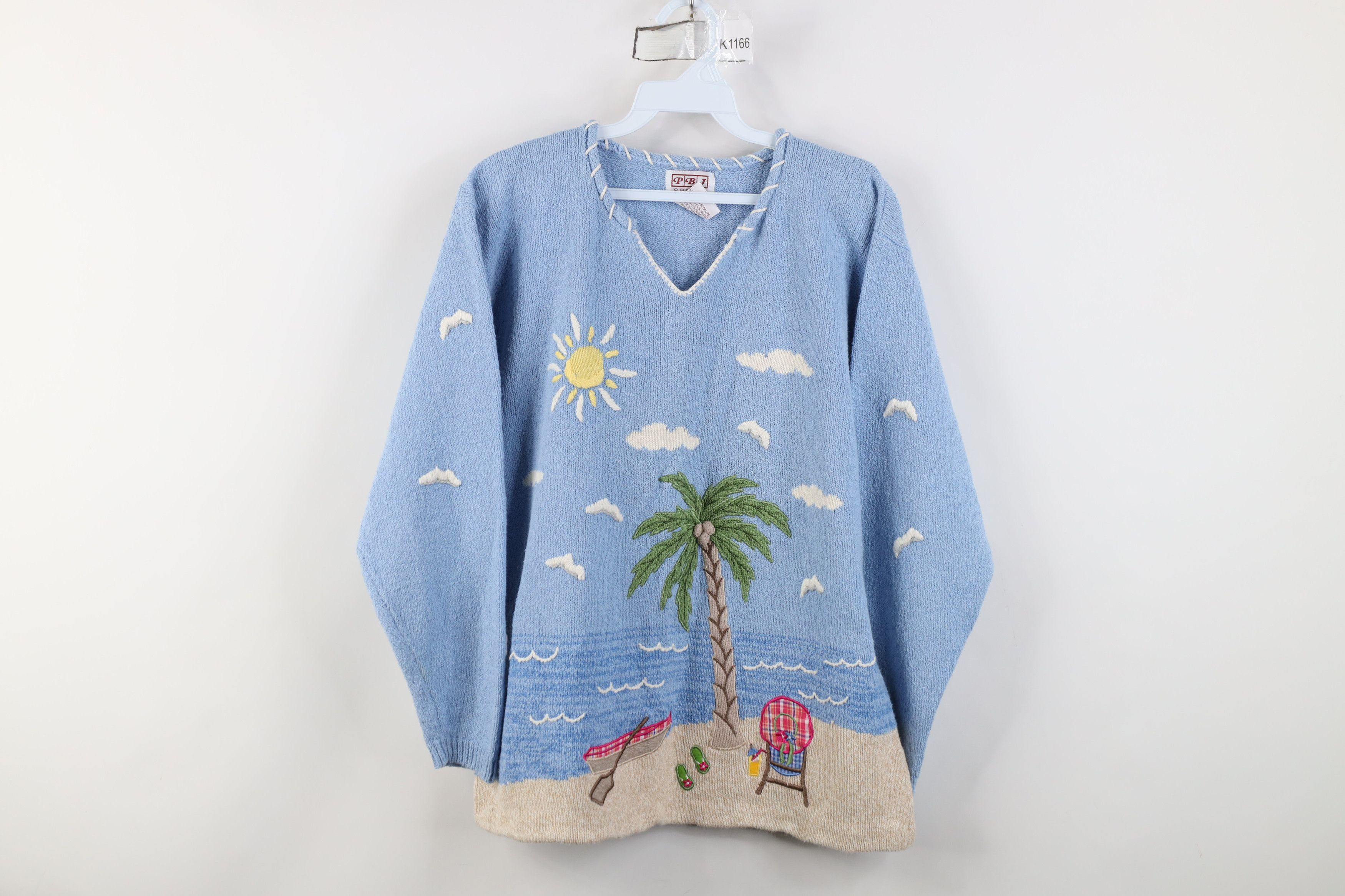 Vintage Vintage 90s Streetwear Knit Beach All Over Print Sweater Size L / US 10 / IT 46 - 1 Thumbnail
