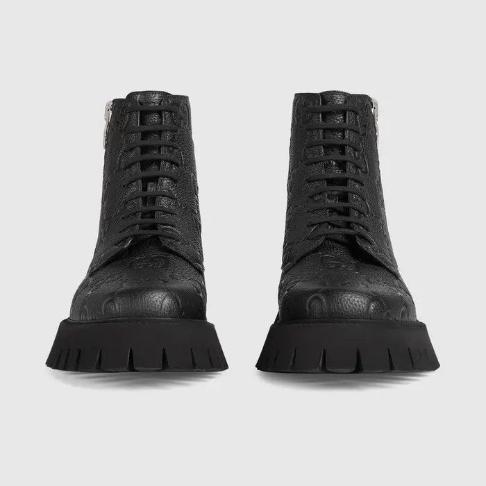 Gucci o1s1wg110425 GG Leather Boots in Black Size US 14 / EU 47 - 4 Thumbnail