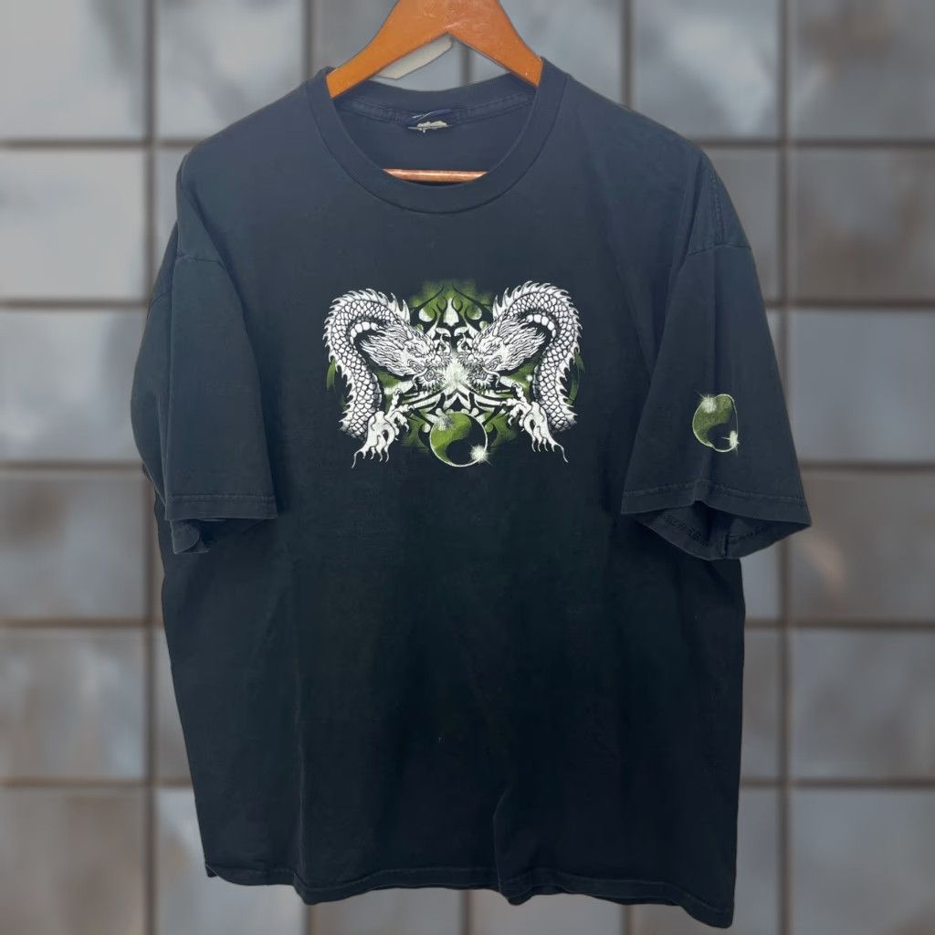 Vintage VINTAGE Dragon Green Flame Skater Y2K Baggy T Shirt XL 2XL Black Cotton Logo Men T-Shirt All Seasons Vintage Clothing 90s Size US XL / EU 56 / 4 - 1 Thumbnail