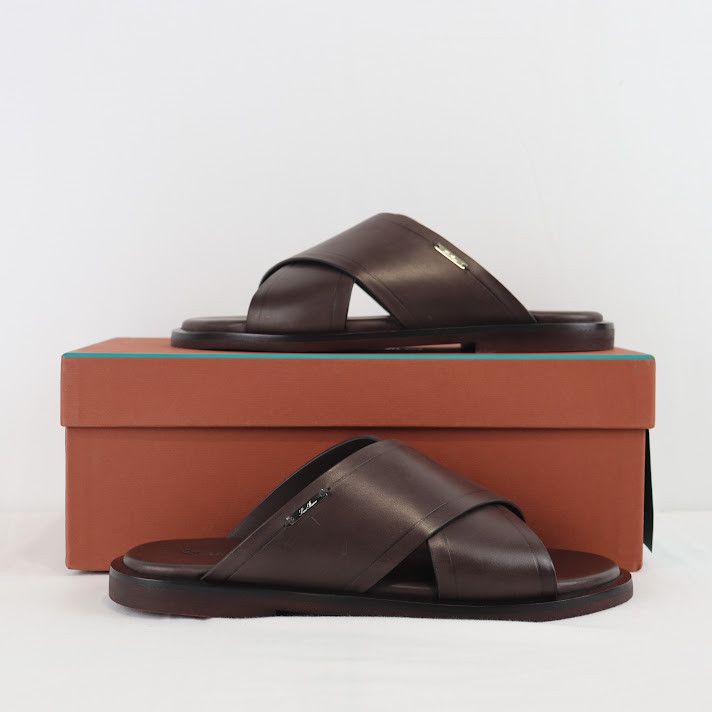 image of Loro Piana O1Rshd1 Cross Slide Sandal Walk Kudu In Dark Brown, Men's (Size 9)