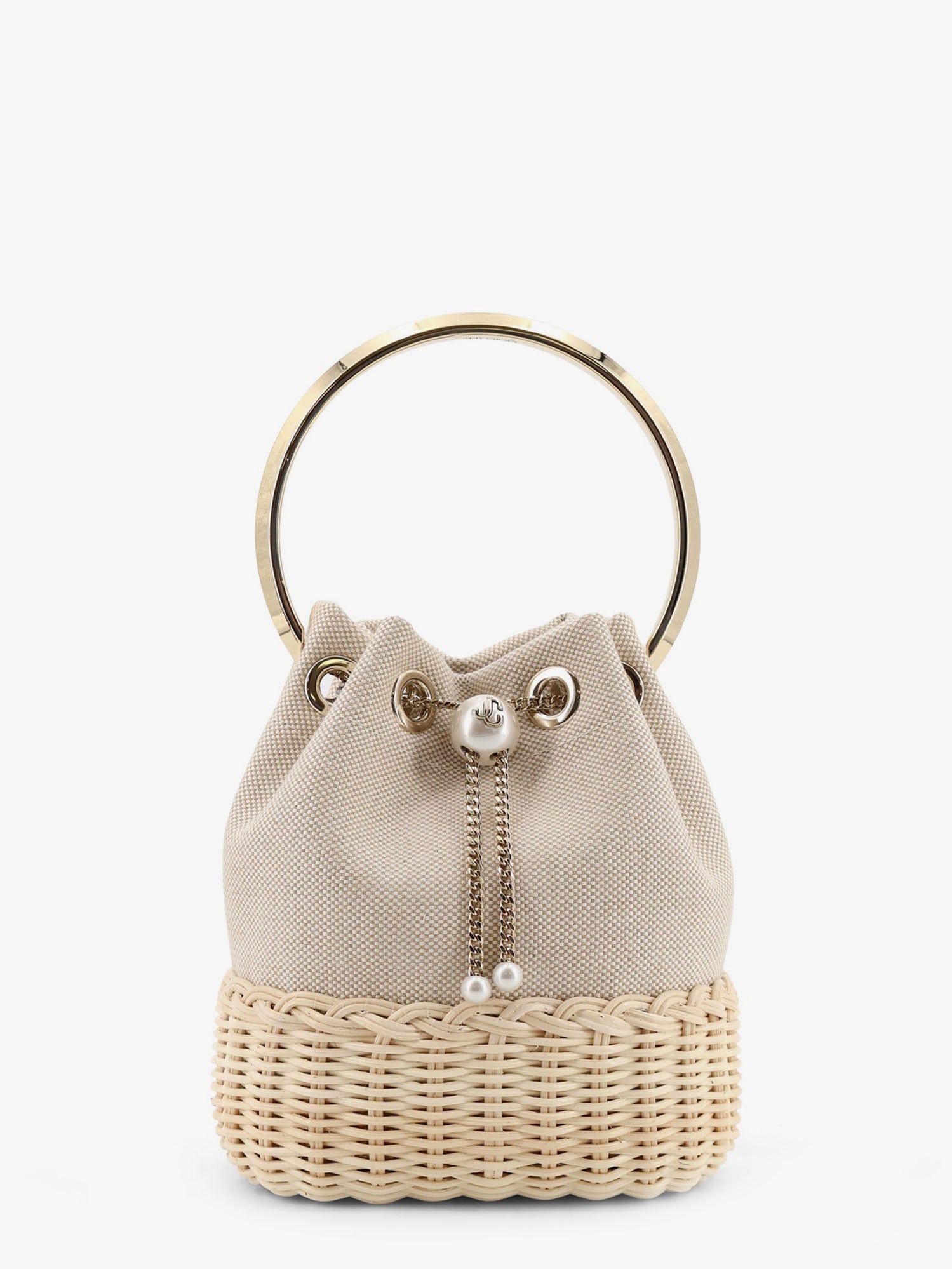 Jimmy Choo Bon Bon Raffia And Canvas Bucket Bag Size ONE SIZE - 1 Thumbnail