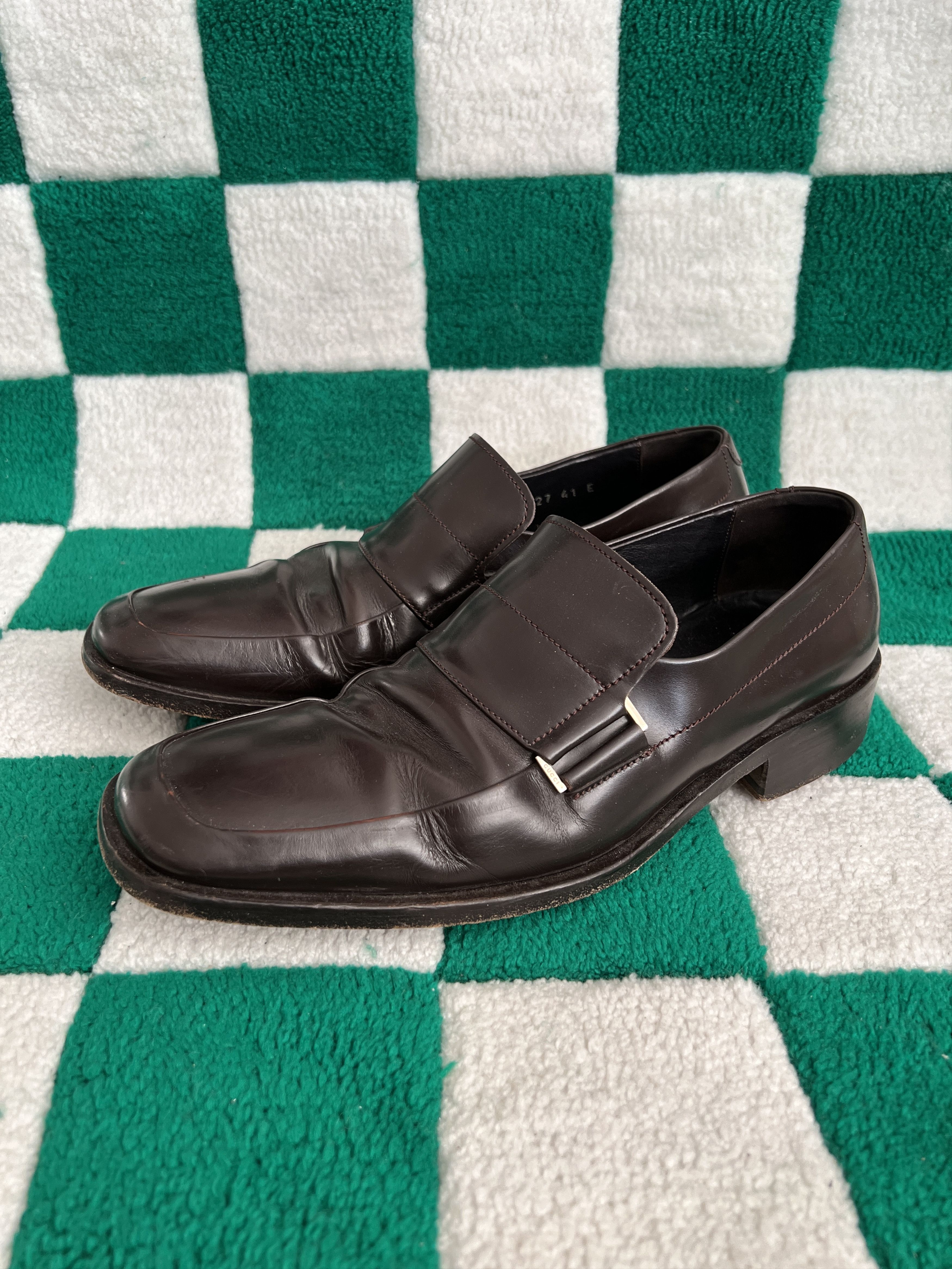Gucci Gucci Vintage Leather Loafers Shoes Dark Brown Size 41