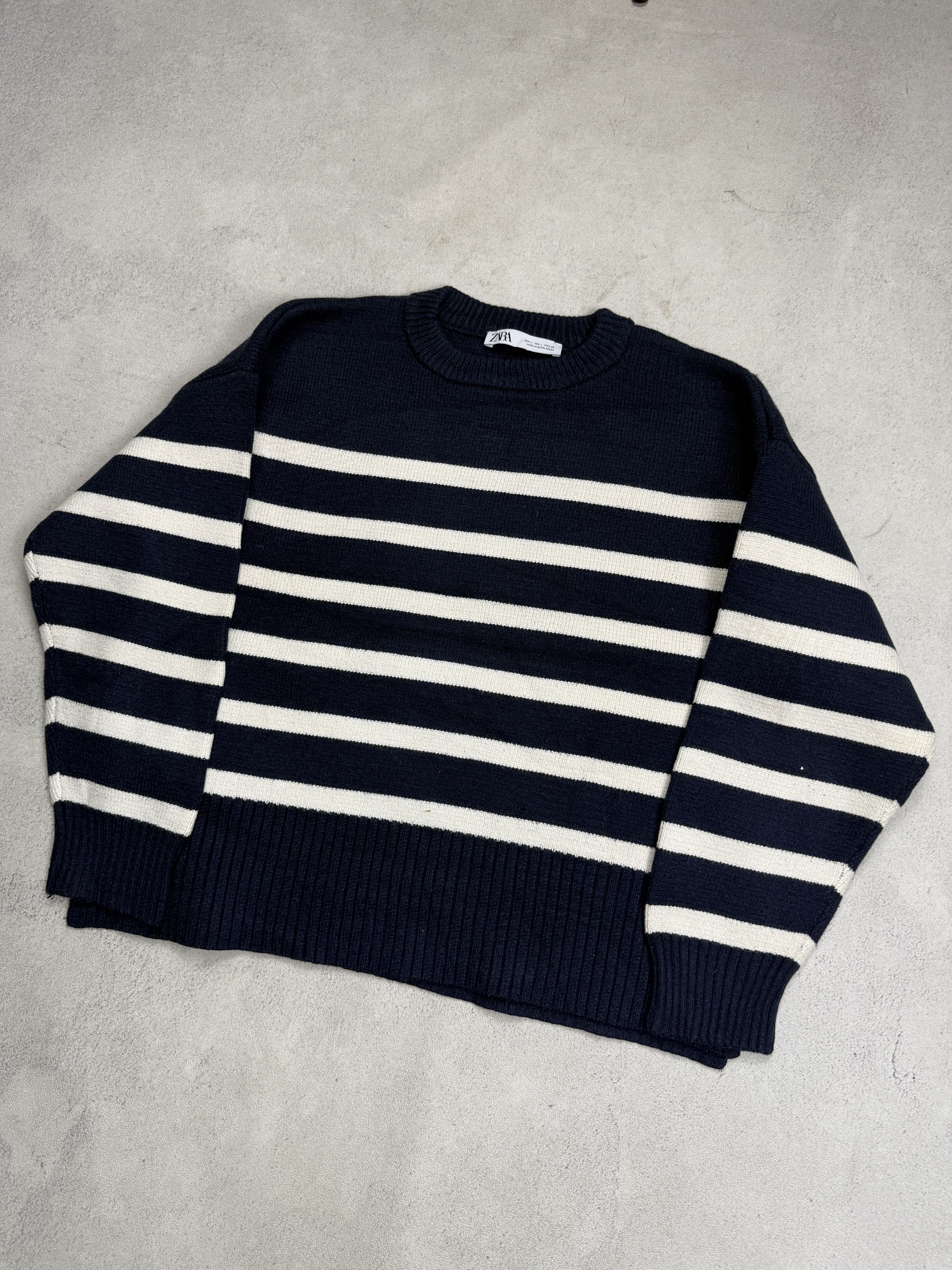 Zara Zara Stripe Oversized Knit Sweater Cardigan Jumper Size L / US 10 / IT 46 - 1 Thumbnail