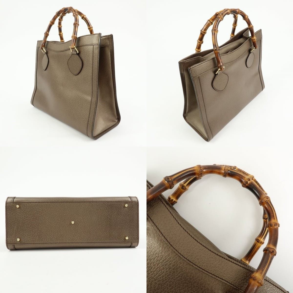 Gucci Gucci Bamboo Calfskin Top Handle Bag Brown Size ONE SIZE - 3 Thumbnail