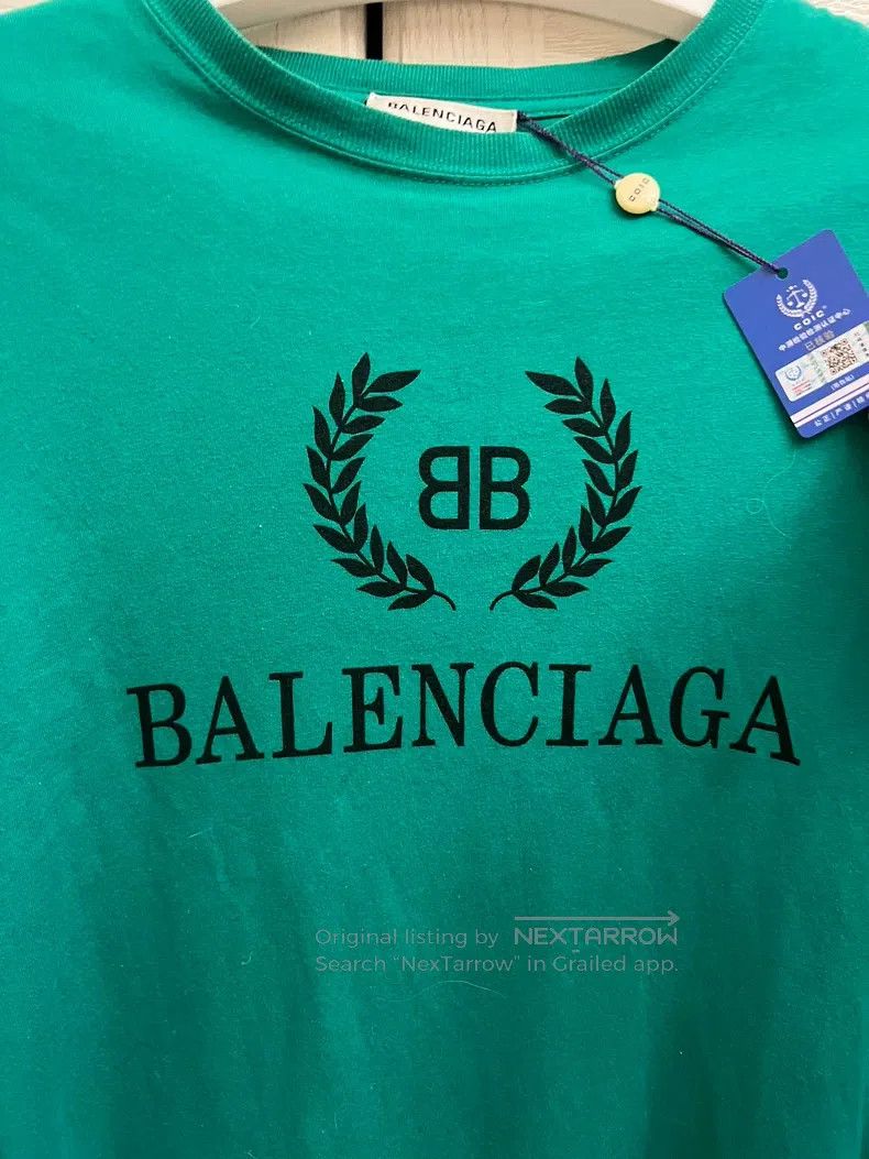 Balenciaga Balenciaga Wheat Ear Logo Short Sleeve T-Shirt - Black/Gre Size US M / EU 48-50 / 2 - 3 Thumbnail