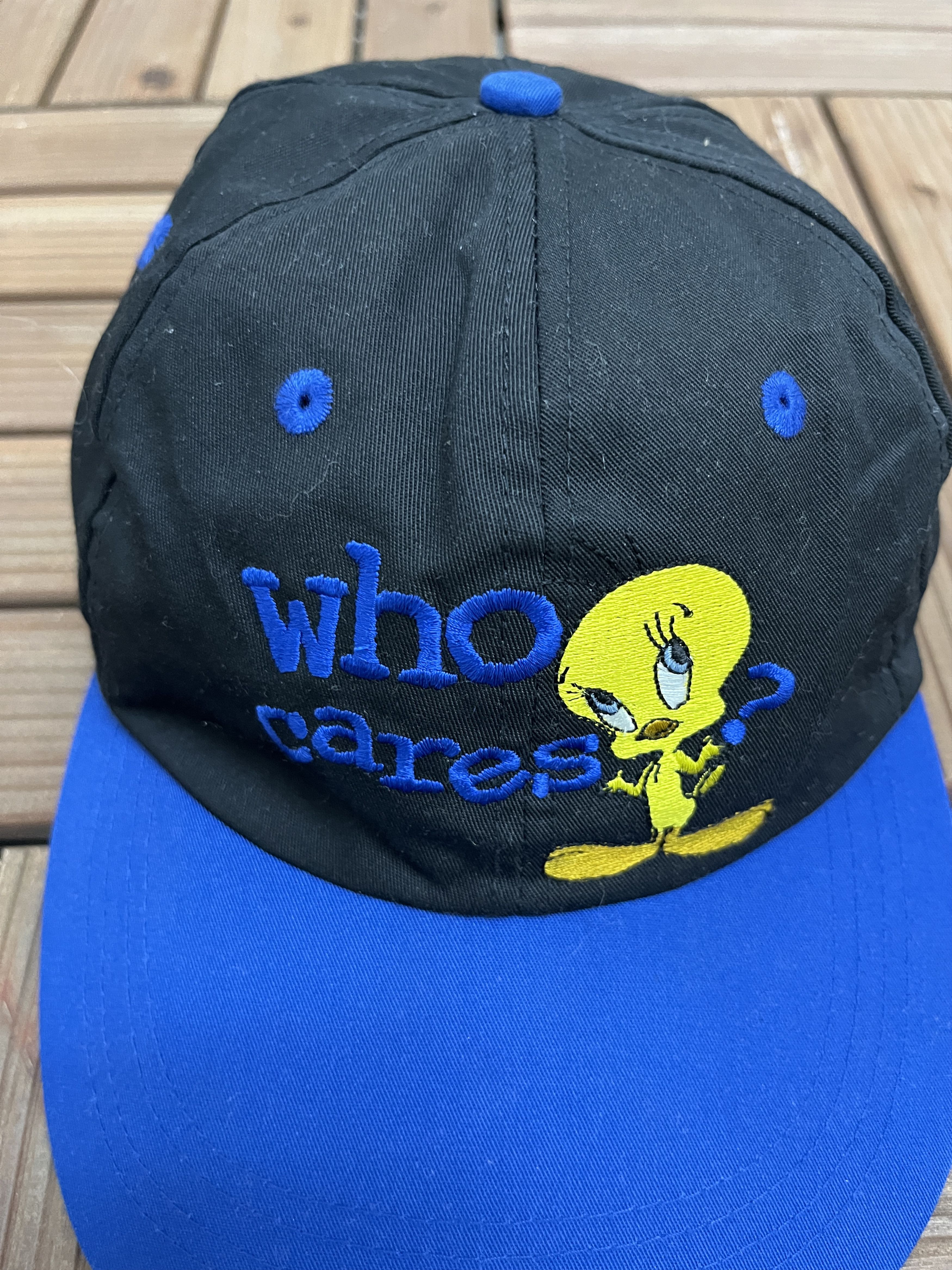 Vintage Tweety Bird Who Cares? Vintage Black Hat Cap Size ONE SIZE - 3 Thumbnail