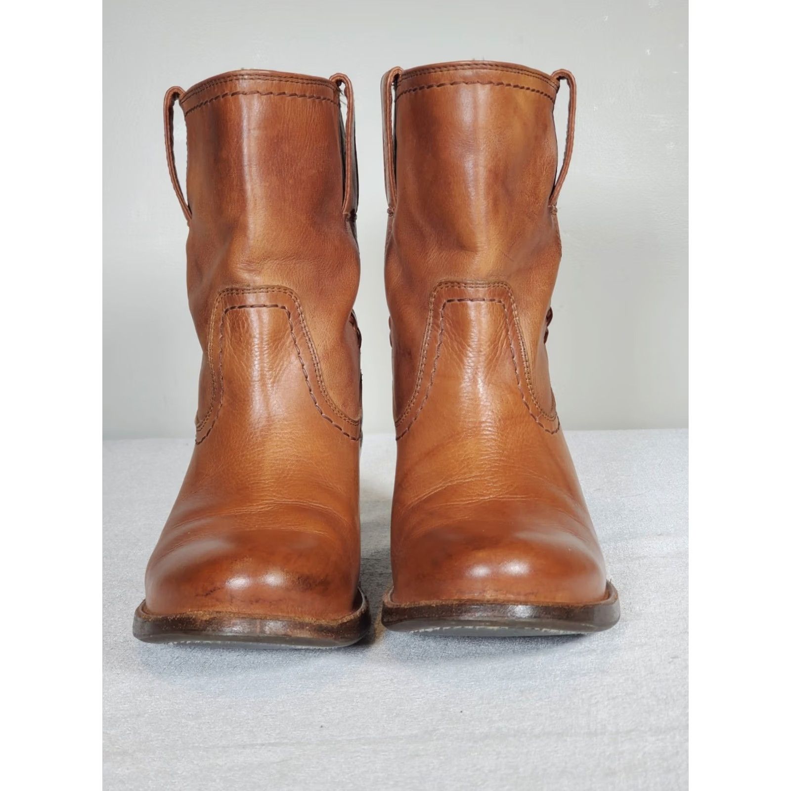 Frye Frey e Carmen X Stitch Short Boots Saddle Brown Leather 76203 Women's US 8 B Boots Size 30" / US 8 / IT 44 - 6 Thumbnail