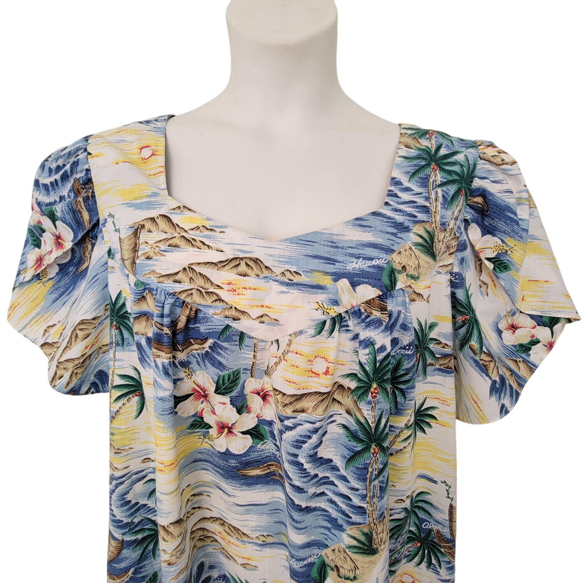 Vintage Vintage KYS Hawaiian 3XL House Dress Pocket Tropical Floral Size 3XL / US 20-22 - 7 Thumbnail