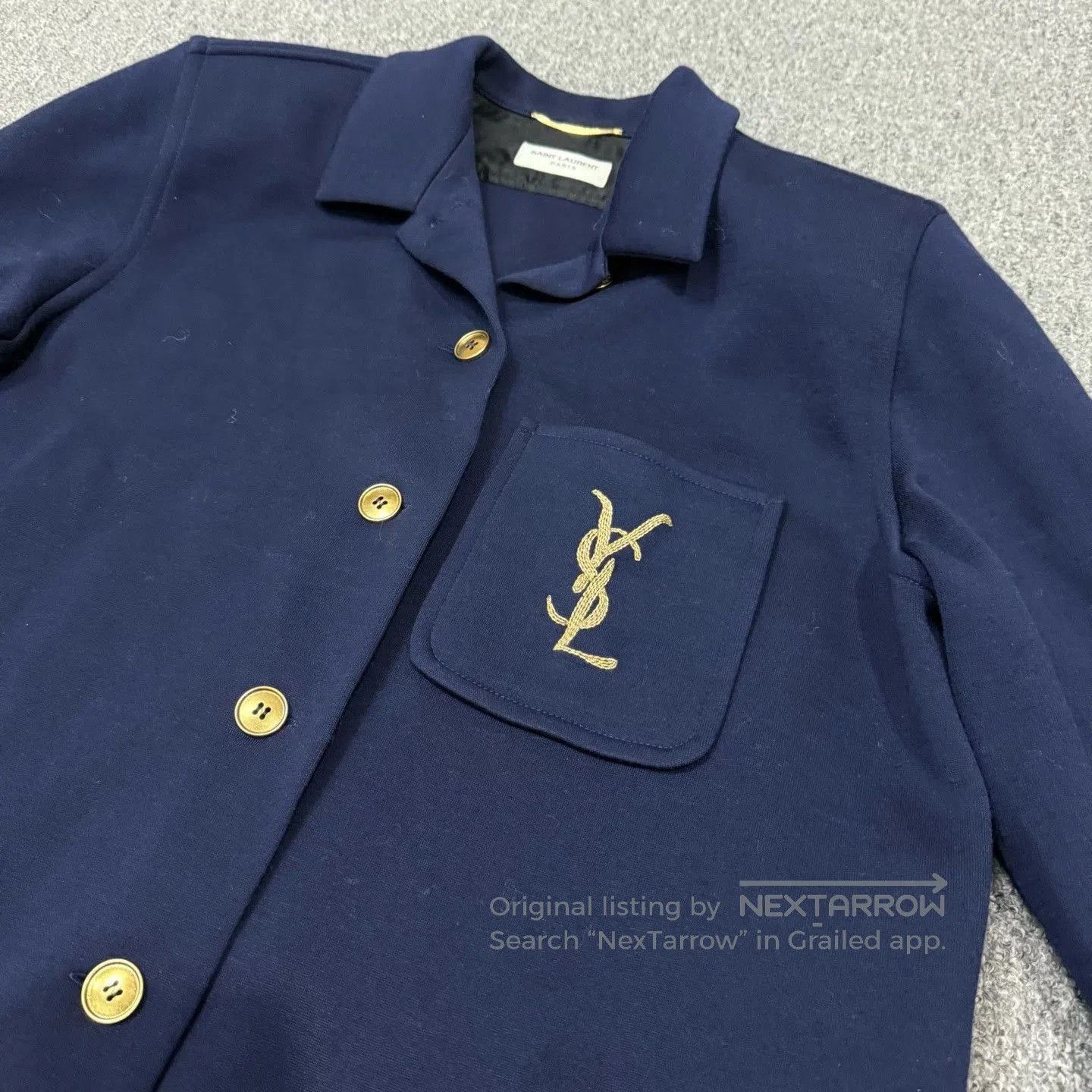 Saint Laurent Paris Saint Laurent Navy Gold Embroidery Coat. Size US XXS / EU 40 - 3 Thumbnail