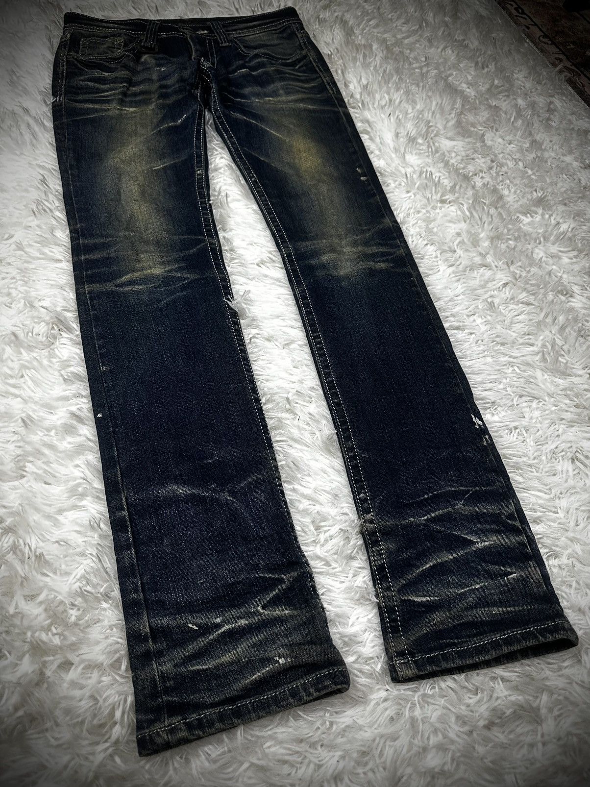 Japanese Brand Rare 2000s XFRM Distressed Washed Denim Jeans Size US 29 - 2 Thumbnail