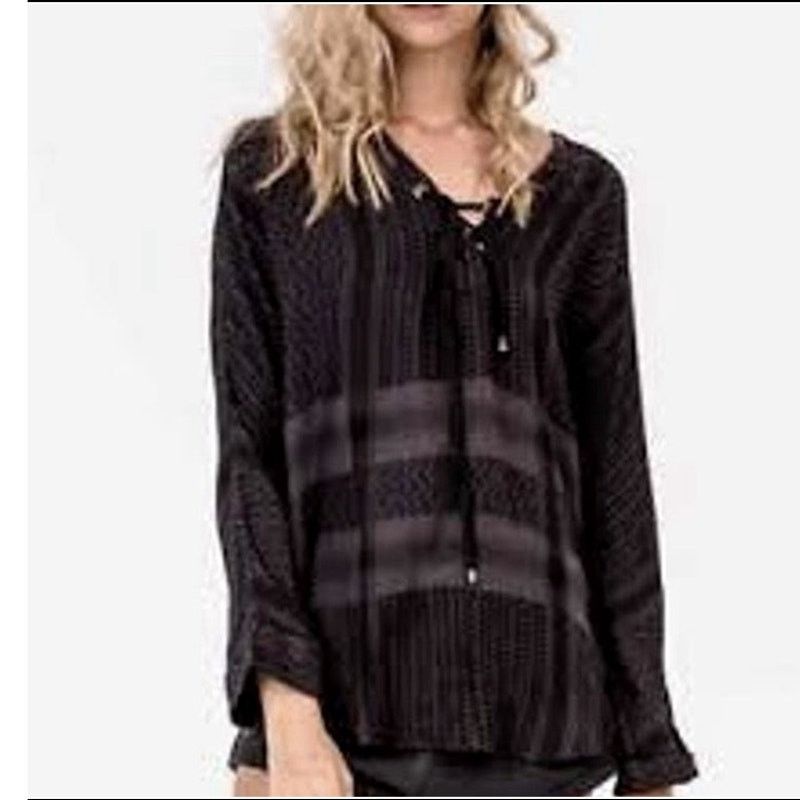 Rails Rails Lily Onyx jacquard top black gray long sleeve pullover Size S / US 4 / IT 40 - 1 Thumbnail