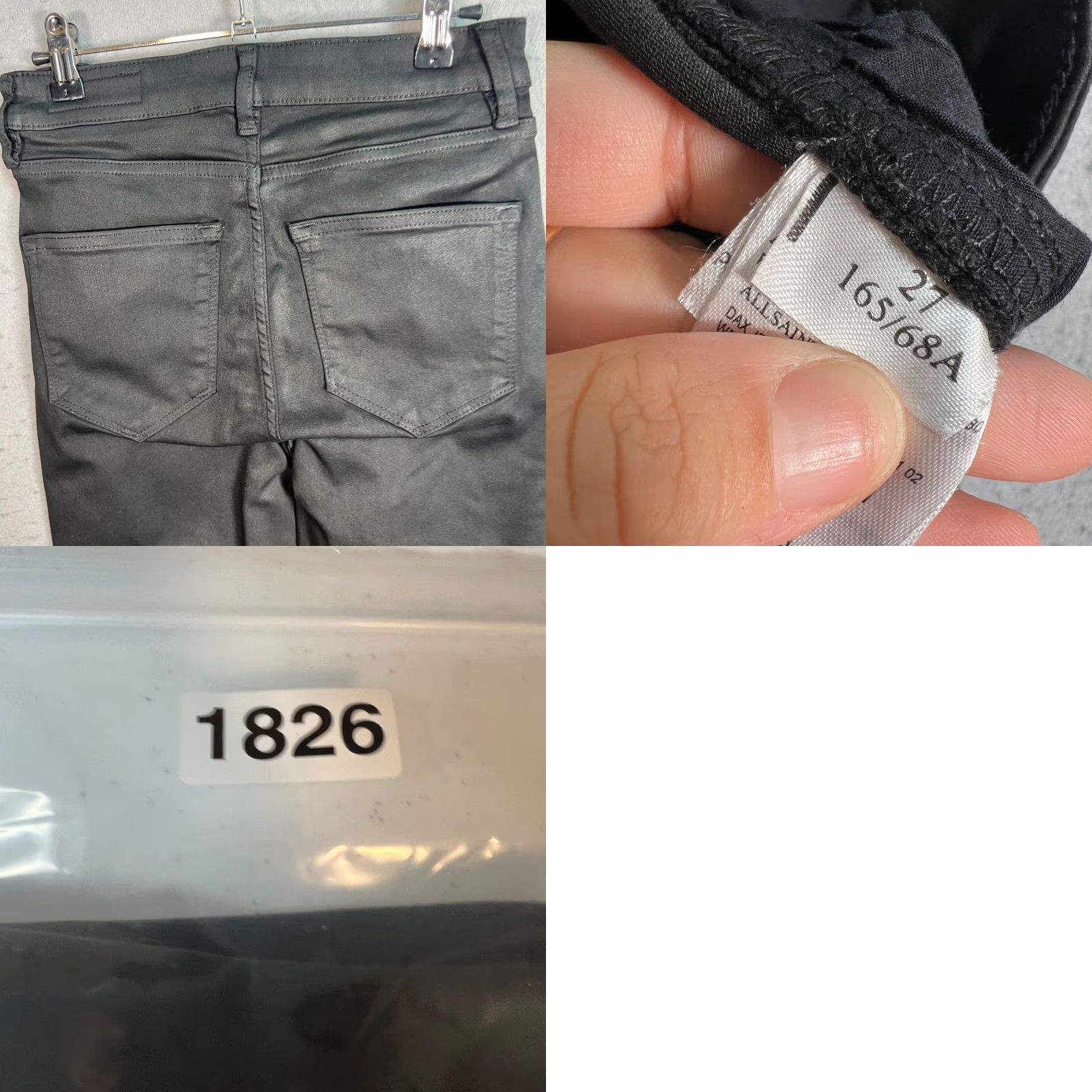Allsaints AllSaints Womens Size 27 Black Dax Coated Skinny Jeans Modal Polyester Blend Denim 5-Pocket Design Zip Adult Womens 27 Black Skinny Jeans Size 27" / US 4 / IT 40 - 9 Thumbnail
