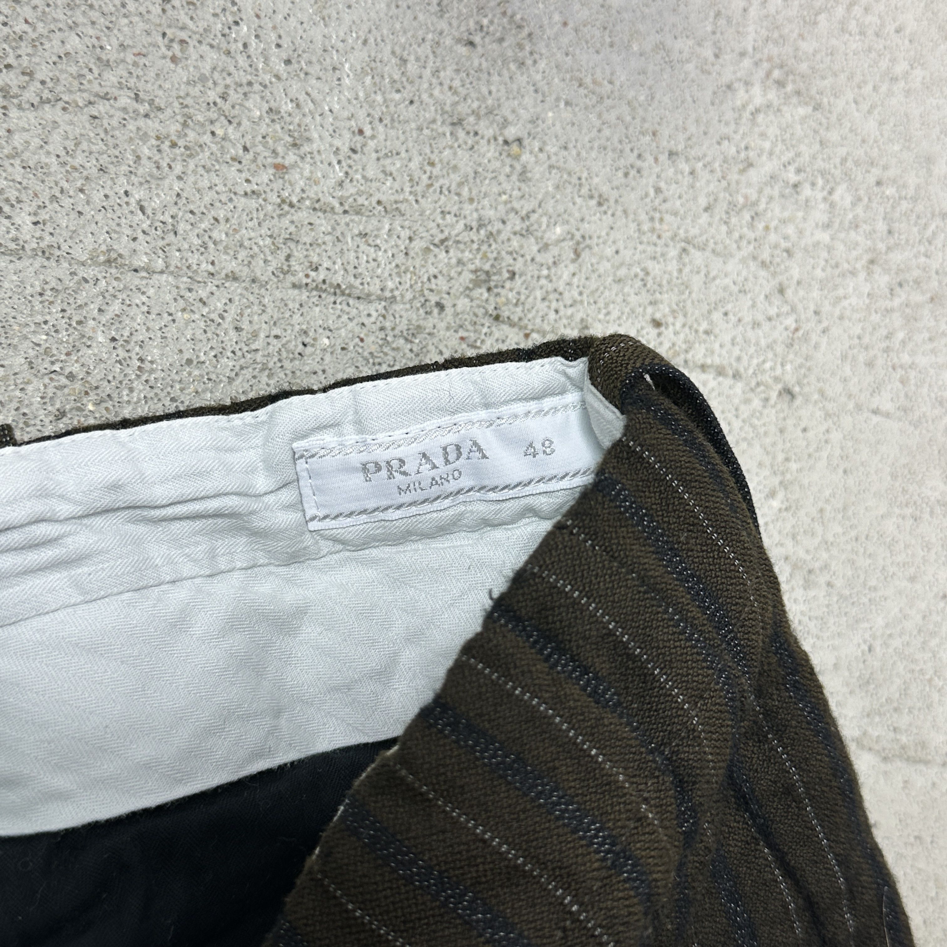 Prada Vintage Avant Garde Striped Old Money Prada Pants Y2K Size 32" / US 10 / IT 46 - 7 Thumbnail