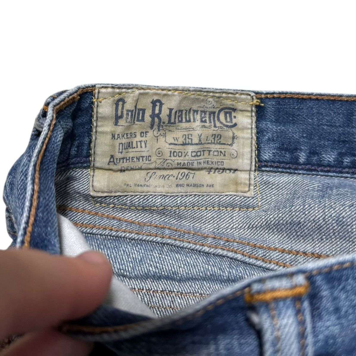 Polo Ralph Lauren Polo Ralph Lauren Mexico 100% Cotton Jean Pants Men’s 35x32 Size US 35 - 6 Thumbnail