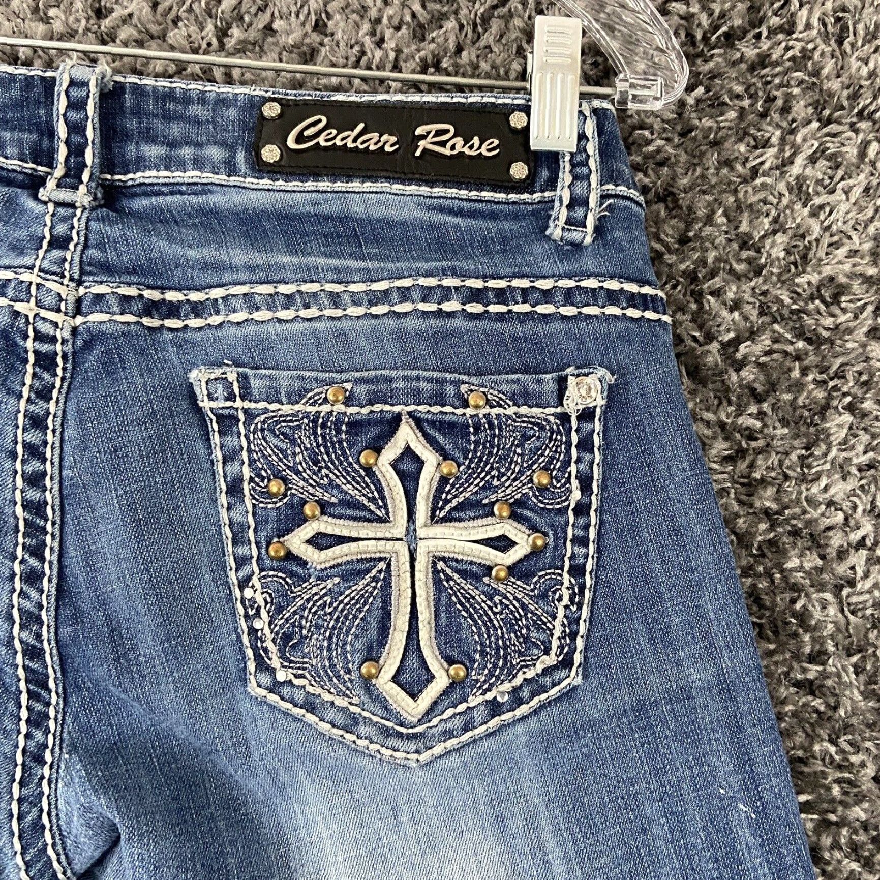 Vintage CEDAR ROSE Studded Straight Jeans Women’s 30x29 Blue Cross Size 30" / US 8 / IT 44 - 7 Thumbnail