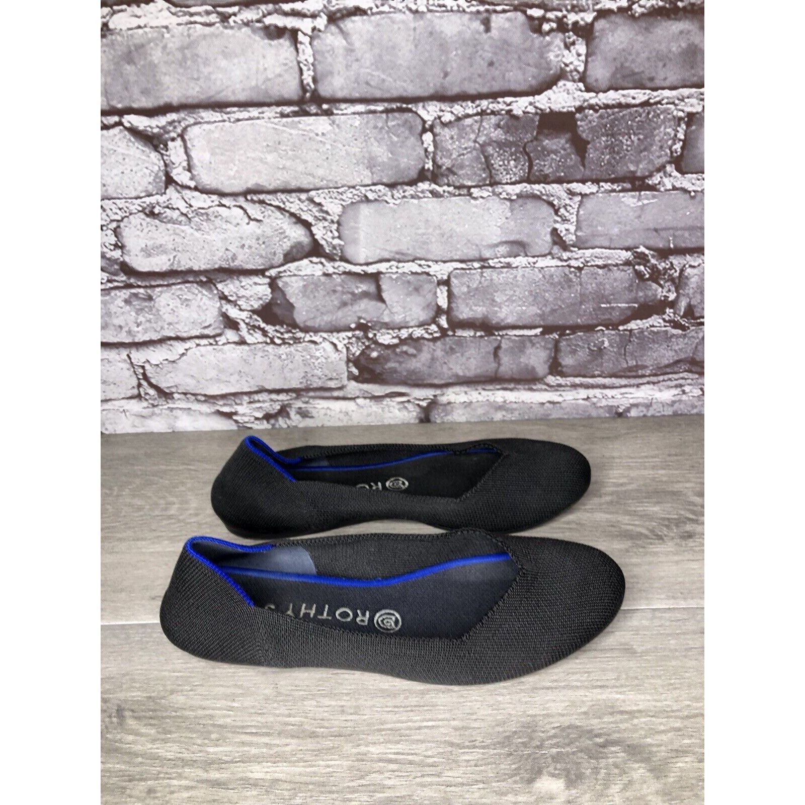 Other Rothys The Flat Black Knit Fabric Round Toe Ballet Flats Wom Size US 8.5 / IT 38.5 - 3 Thumbnail