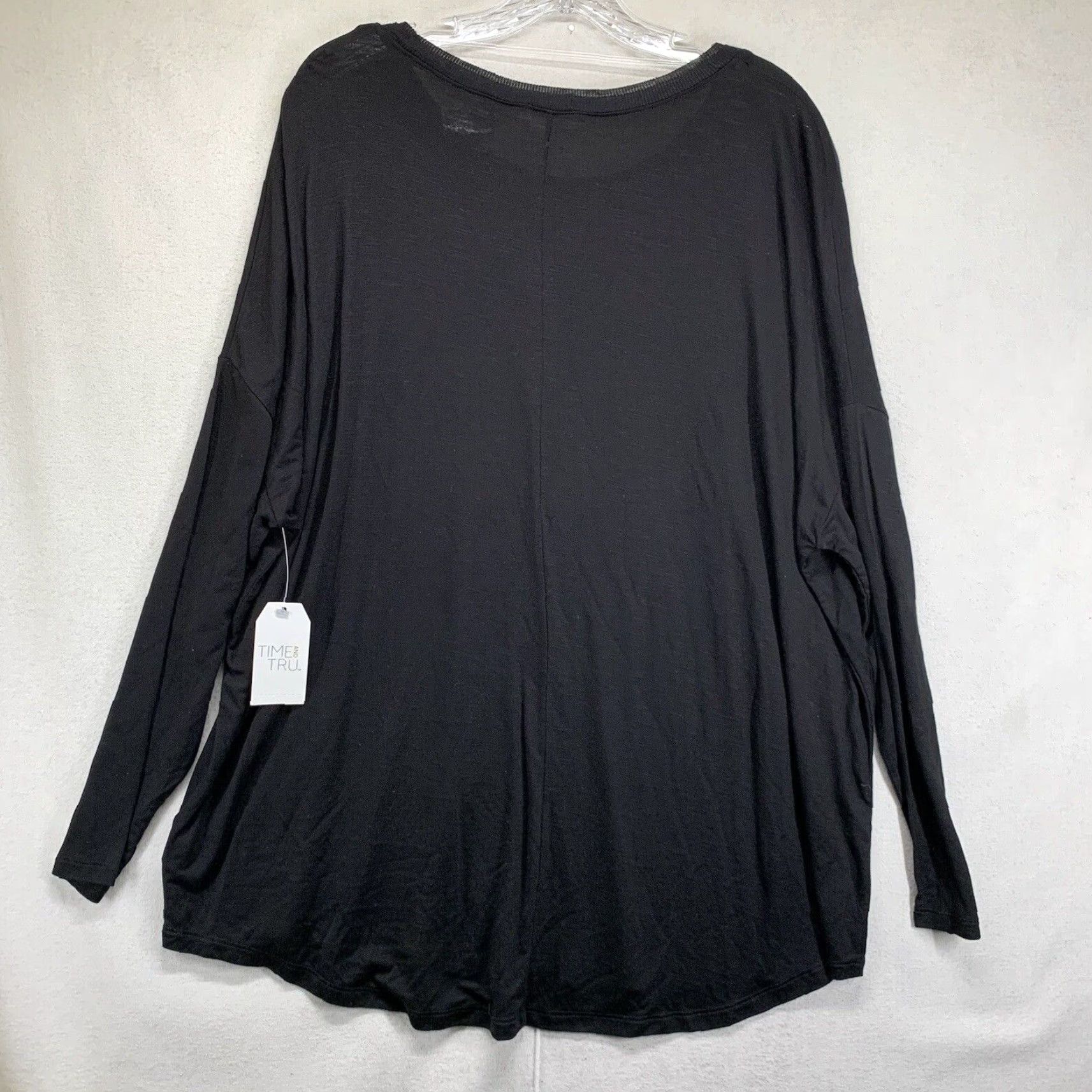 Vintage VINTAGE Time and Tru Women's Tunic Shirt Large Black Long Sleeve Classic Fitted Soft Size L / US 10 / IT 46 - 2 Thumbnail