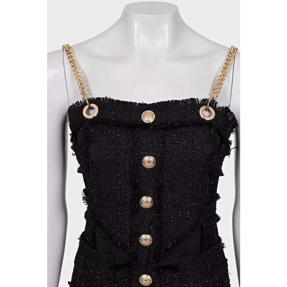 Balmain Black Gold Straps Dress Sz.S - www.threedaughtersproperties.com