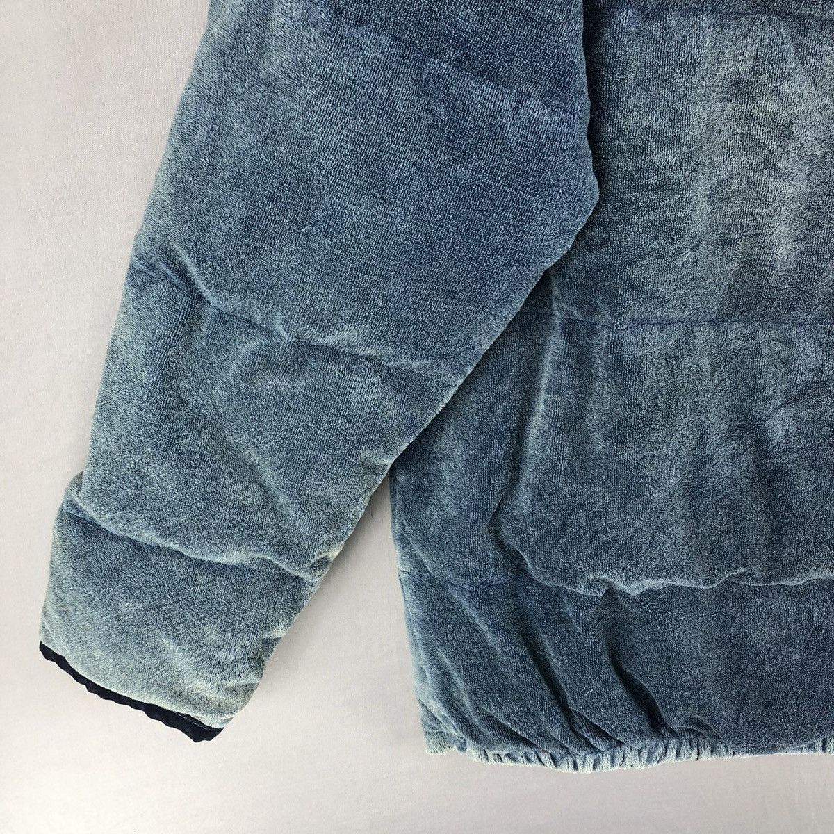 Japanese Brand Puffer Jacket Thrashed Fade Blue Indigo by Bayflow Size US M / EU 48-50 / 2 - 6 Thumbnail