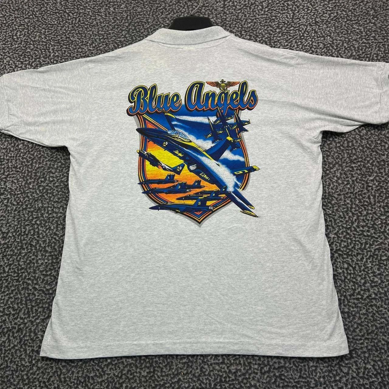 Fruit Of The Loom Vintage Blue Angels Polo Shirt Men Extra Large Short Sleeve Size US XL / EU 56 / 4 - 1 Thumbnail