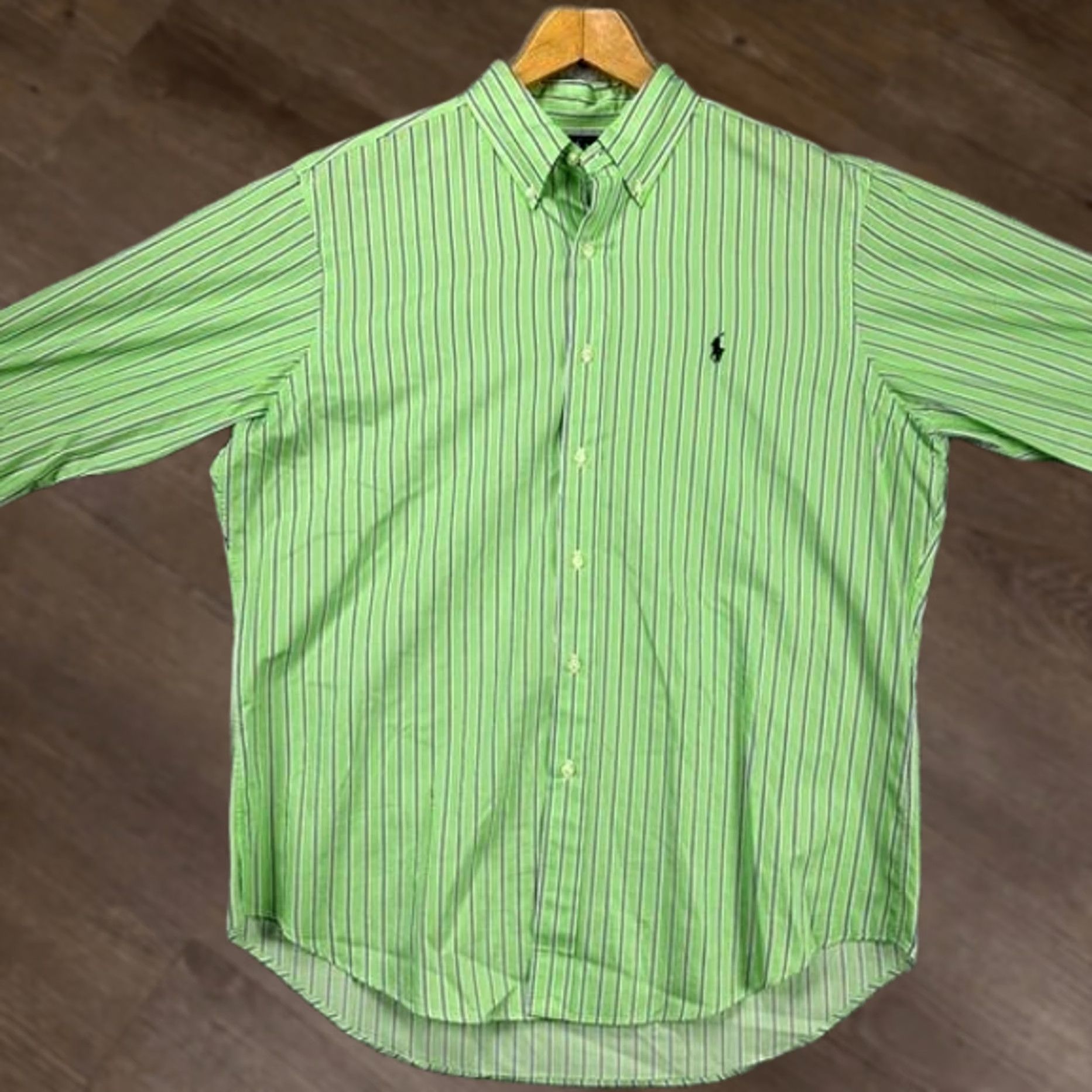 Ralph Lauren Ralph Lauren Button Down Shirt Adult Large Green Black Striped Classic Fit Mens Size US L / EU 52-54 / 3 - 1 Thumbnail
