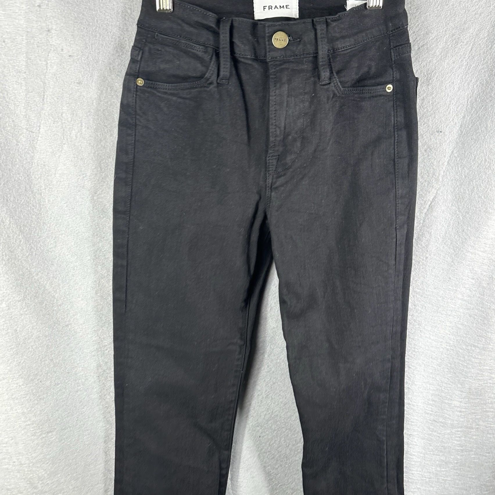 Frame FRAME Womens Jeans Straight Fit 24 Black Denim Grunge High Waist Raw Hem Spring Summer Fall Winter Size 42" / US 20 - 3 Thumbnail