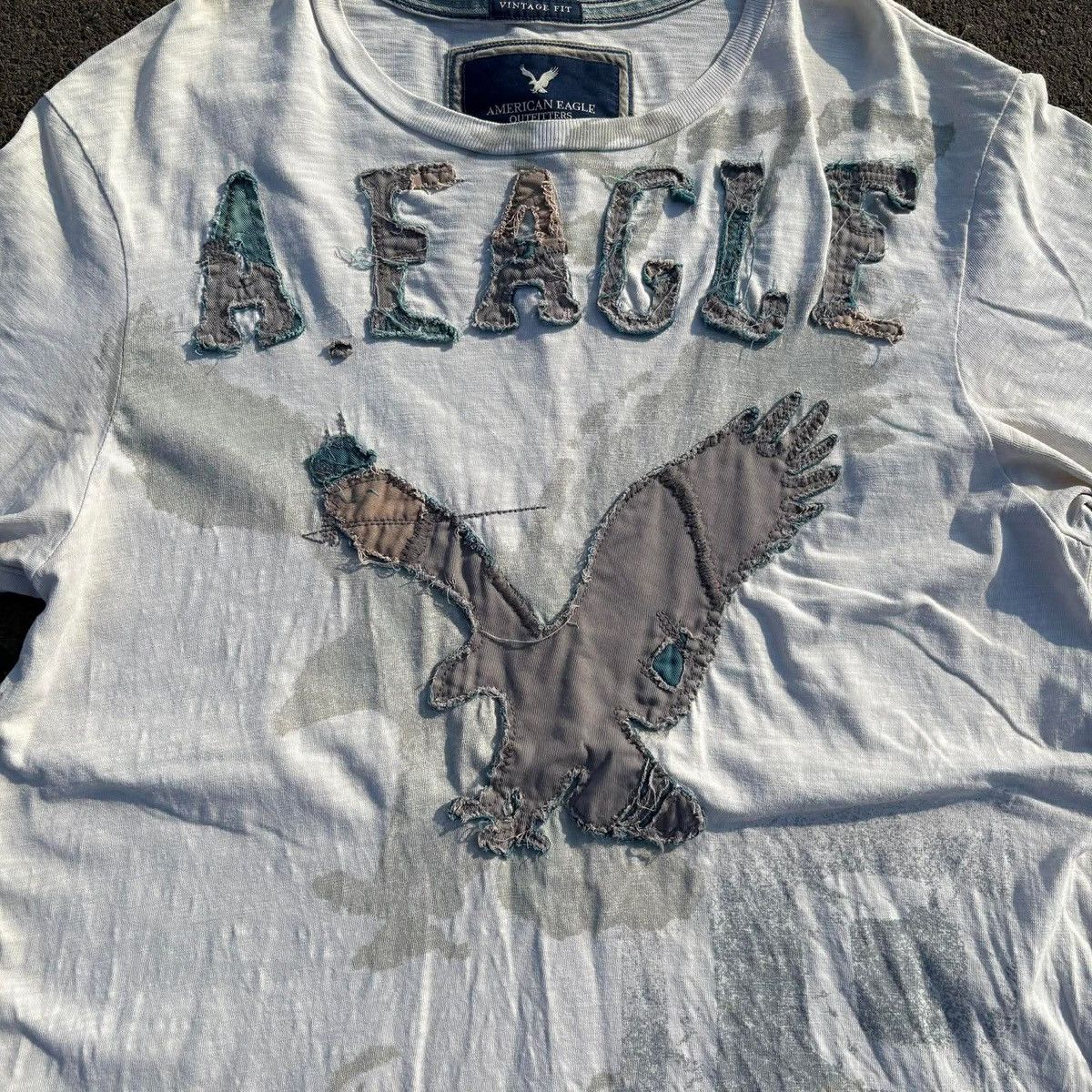 American Eagle Outfitters American Eagle Vintage Fit Patchwork Eagle T-Shirt Size US XL / EU 56 / 4 - 2 Thumbnail
