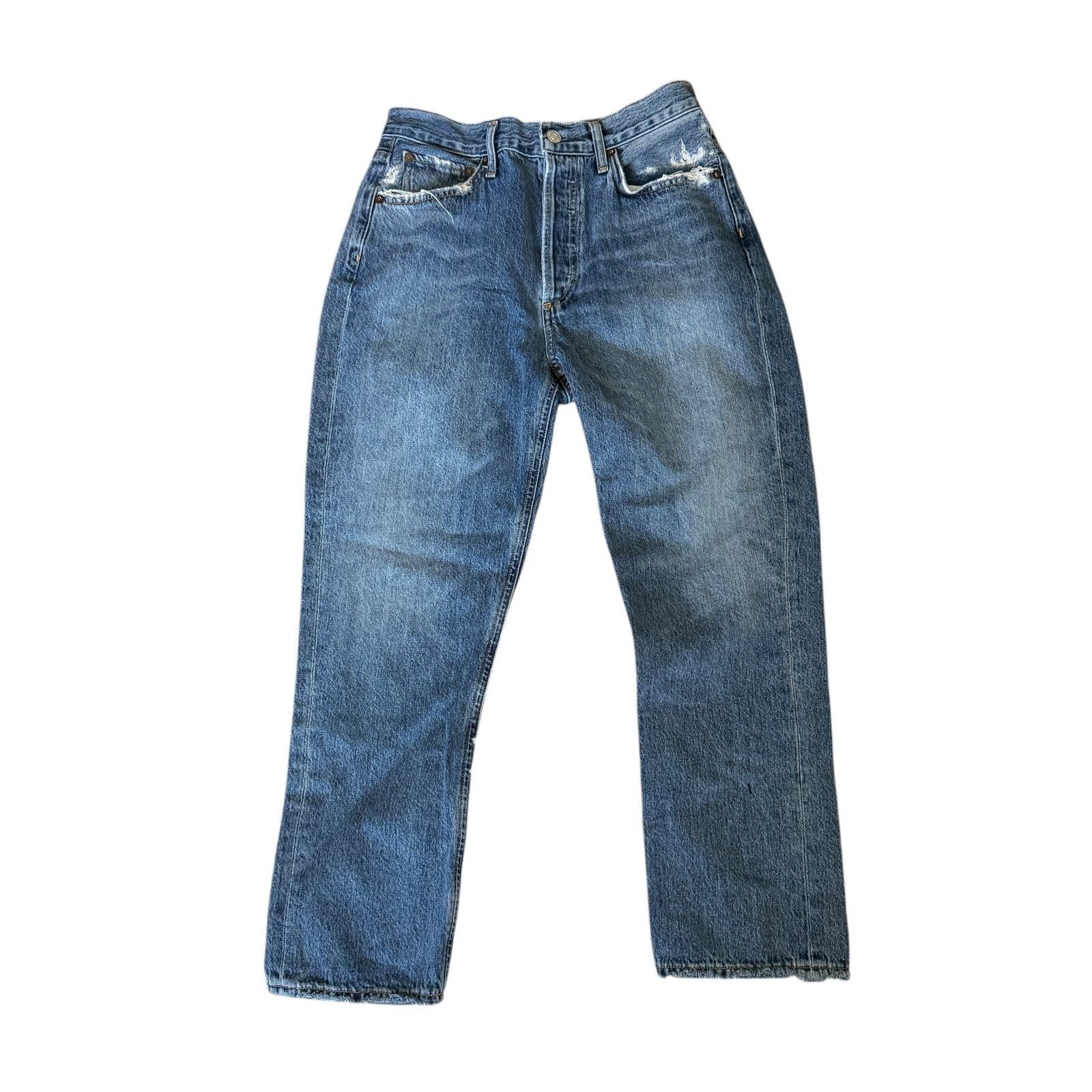 Agolde AGOLDE Riley High Rise Straight Crop Jean Frequency Wash Size 28" / US 6 / IT 42 - 2 Thumbnail