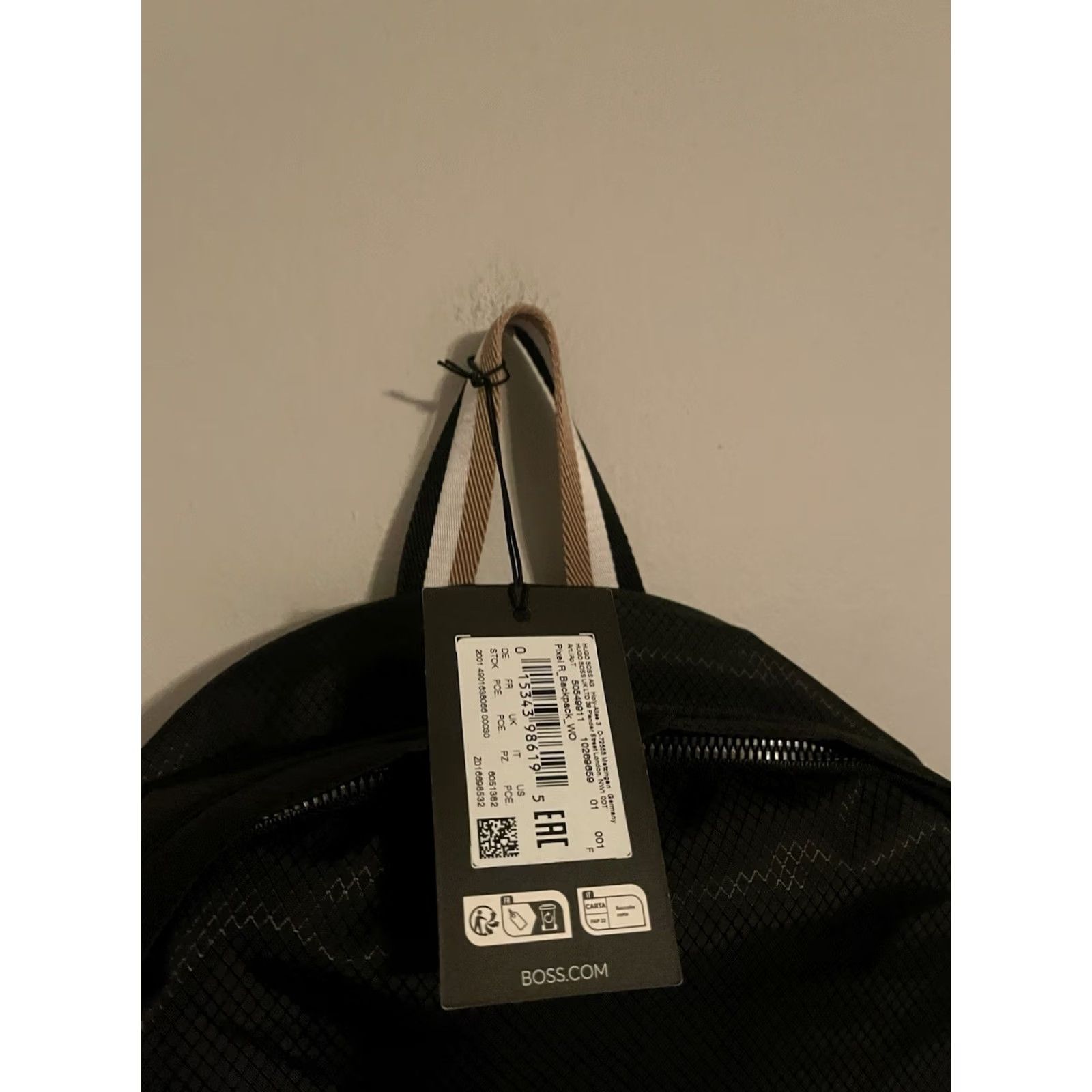 Hugo Boss VINTAGE Hugo Boss Backpack - Black - Logo Pixel Lightweight Travel Zippered Backpack Mens Bags 16x14x5.5 Size ONE SIZE - 3 Thumbnail