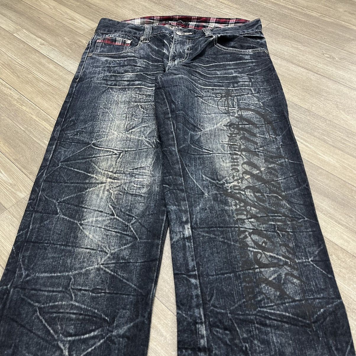 If Six Was Nine × Le Grande Bleu (L.G.B.) × Tornado Mart Y2K Wild Life Faded Lightning Desain Skull Bones Jeans Size US 31 - 2 Thumbnail