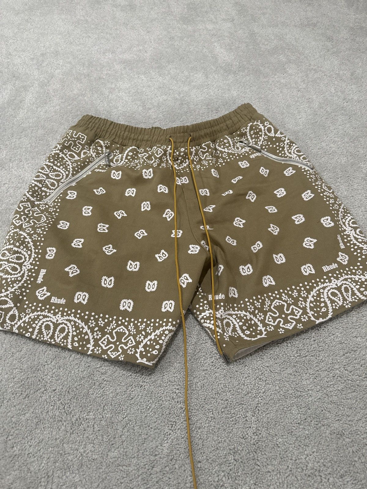 Image of Rhude Beige/white Shorts, Men's (Size 38)