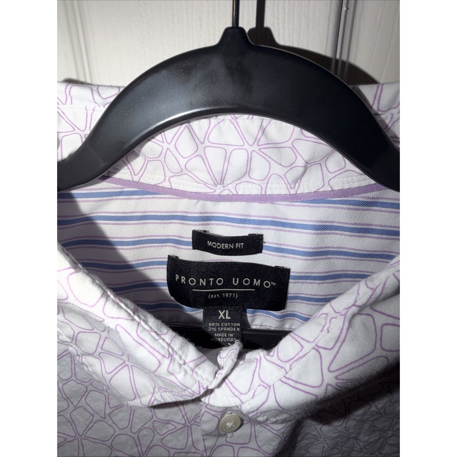 Pronto Uomo Pronto Uomo Men XL Floral Button Up Shirt Purple White Size US XL / EU 56 / 4 - 5 Thumbnail