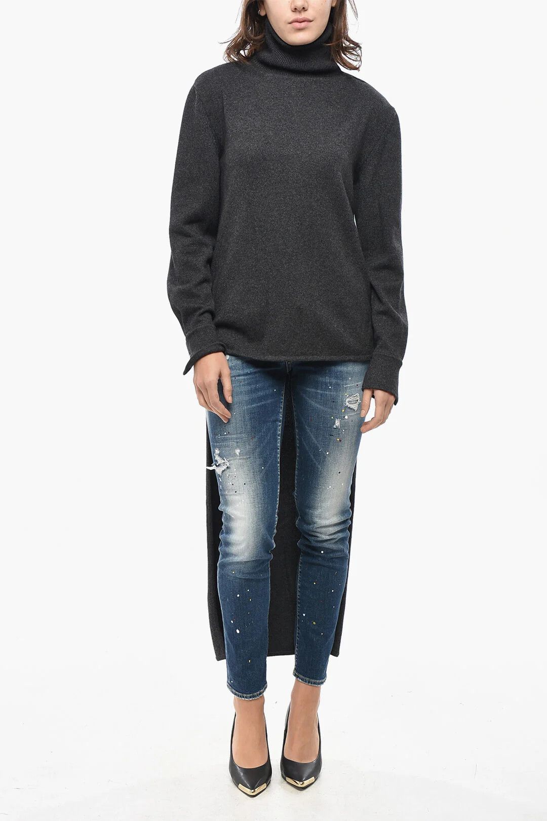 Givenchy og1mm0326 Wool-Blend High-Neck Knit Sweatert in Grey Size S / US 4 / IT 40 - 4 Thumbnail